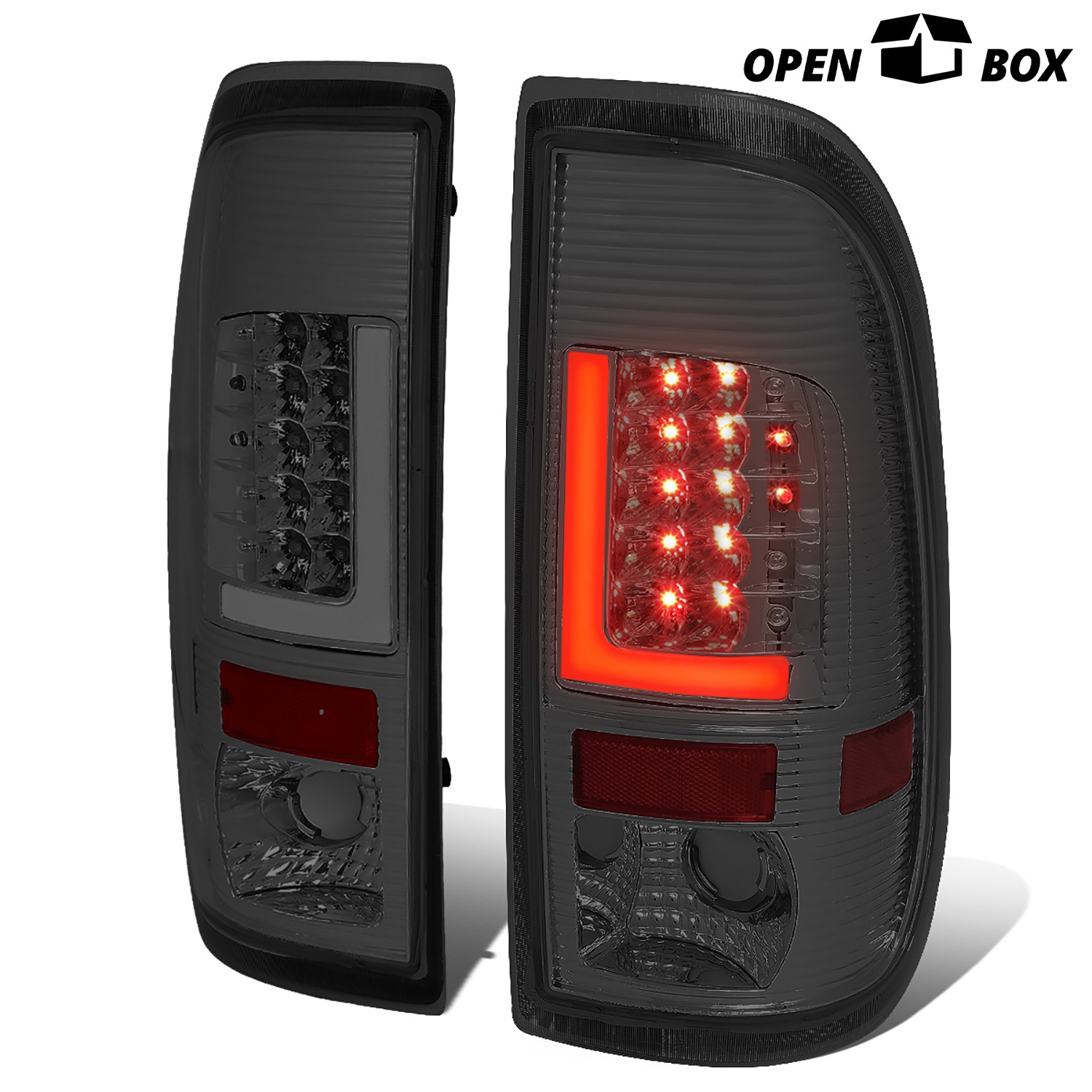 [OPEN-BOX]CHROME SMOKED LED L-BAR TAIL LIGHT FOR 97-07 FORD F150-F550 SUPER DUTY