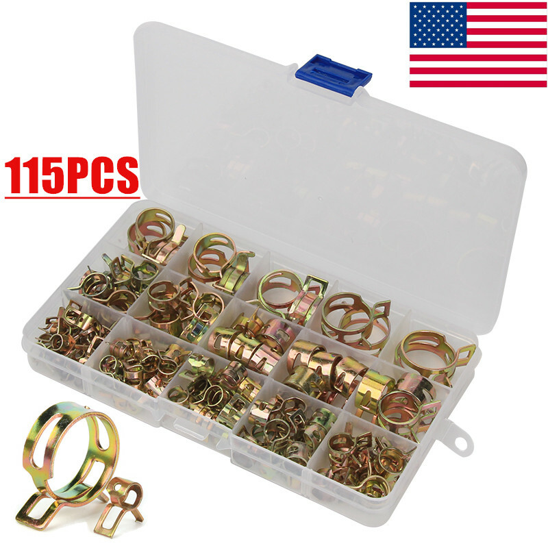 115pcs 6mm-22mm Spring Clips Fuel Vacuum Hose Pipe Clamps Assortment Kit 115pcs 6mm-22mm Spring Clips Fuel Vacuum Hose Pipe Clamps Assortment Kit