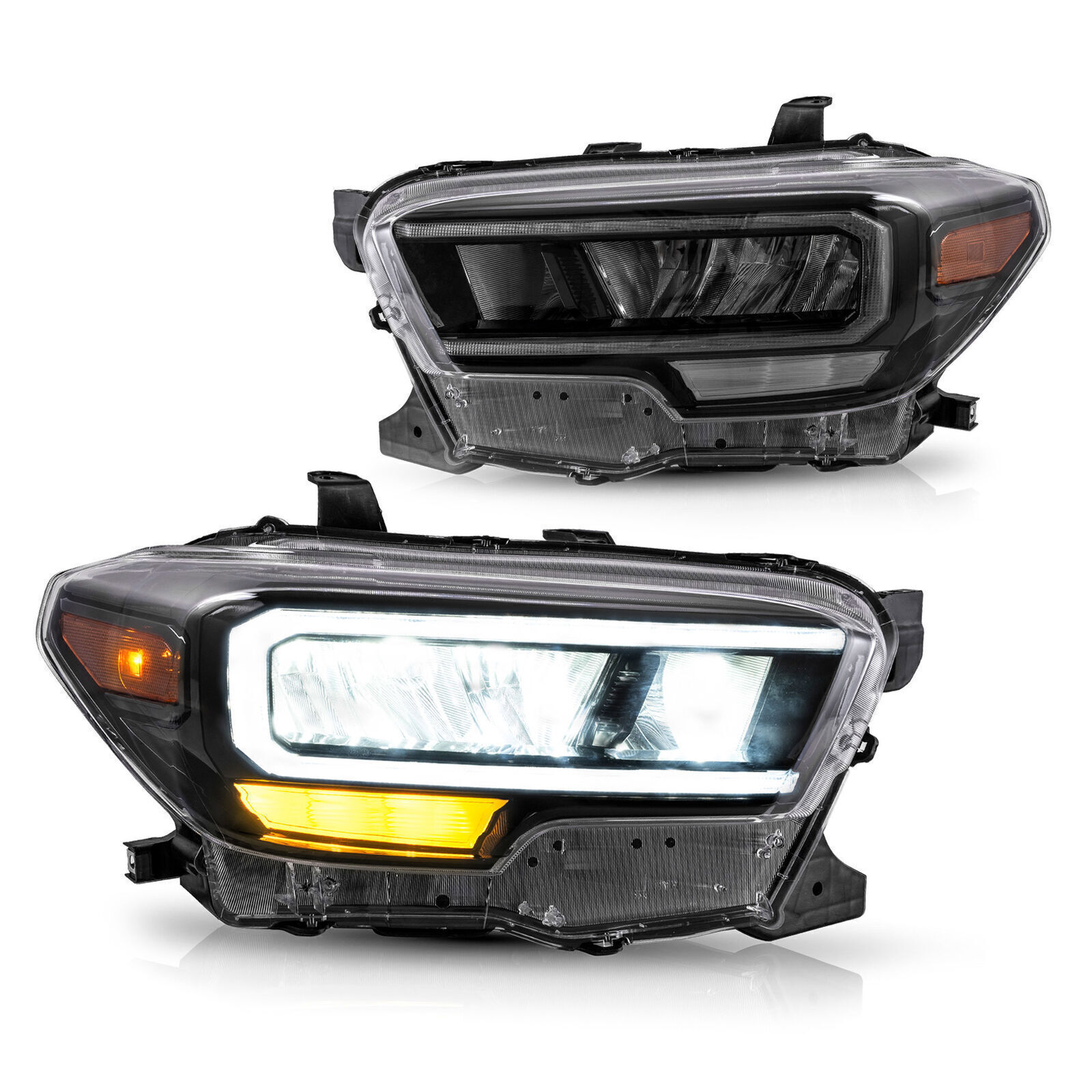 Pair Fit 2016-2023 Toyota Tacoma LED DRL Reflector Headlights VLAND Front Lamps Pair Fit 2016-2023 Toyota Tacoma LED DRL Reflector Headlights VLAND Front Lamps