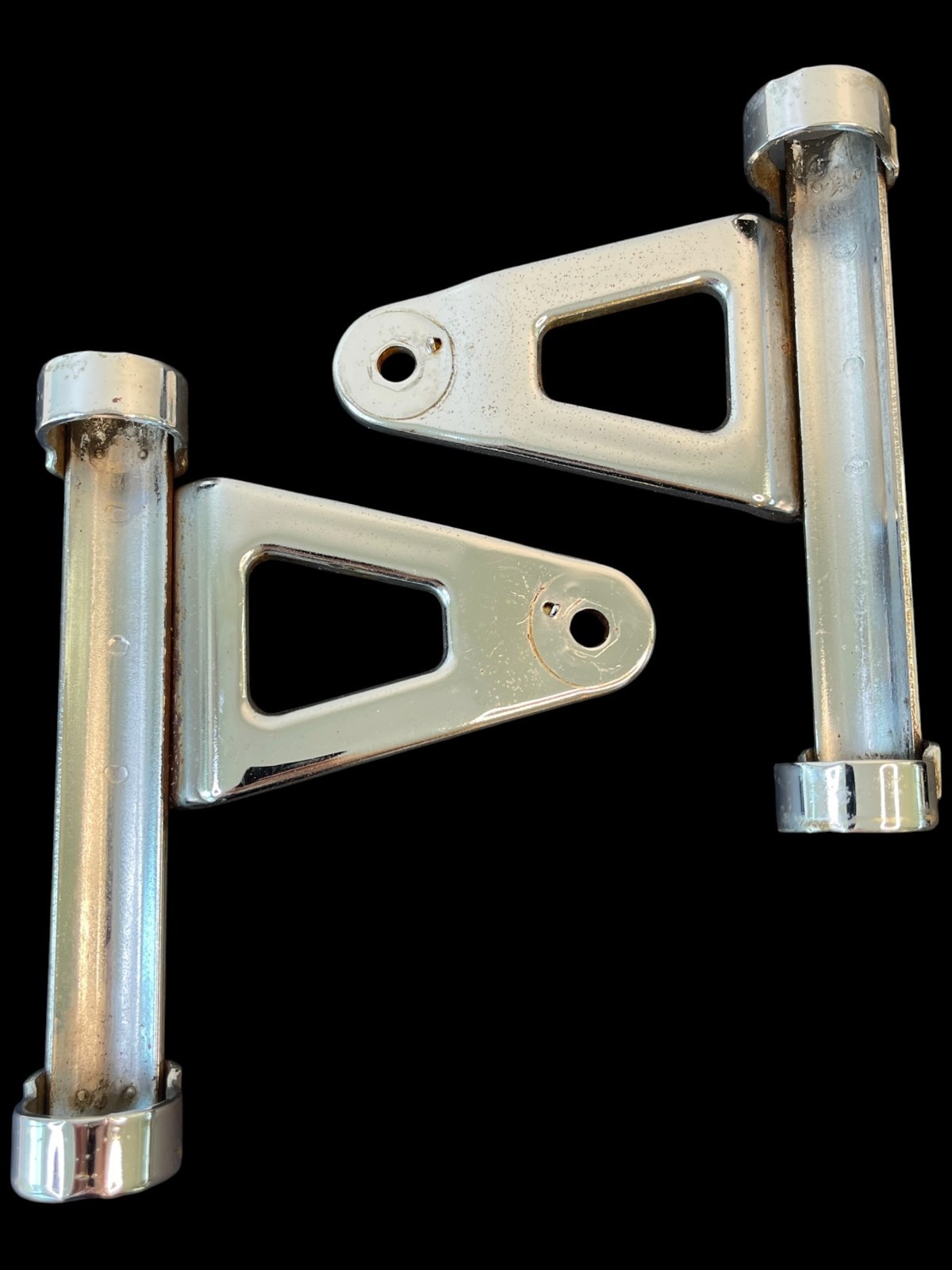 Yamaha RXS100 Motorcycle Genuine Pair of Chrome Head Light Brackets Left & Right