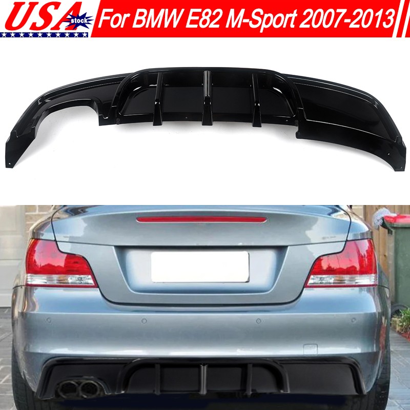 F1 Style Rear Bumper Diffuser Lip Gloss Black Fit For BMW E82 M-Sport 2007-2013