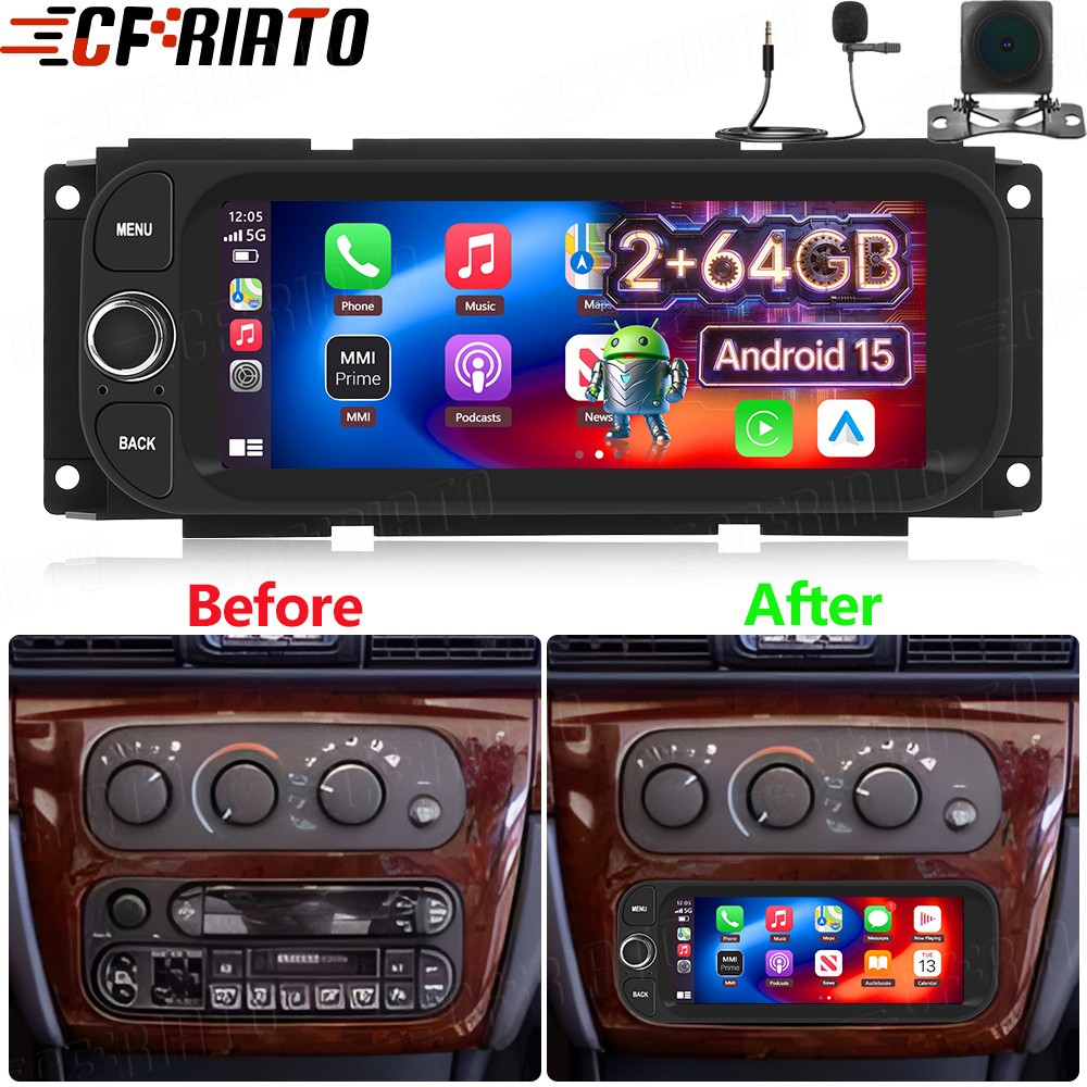 CarPlay For Chrysler Sebring 2001-2006 Android 15 Car Stereo Radio GPS WIFI Cam