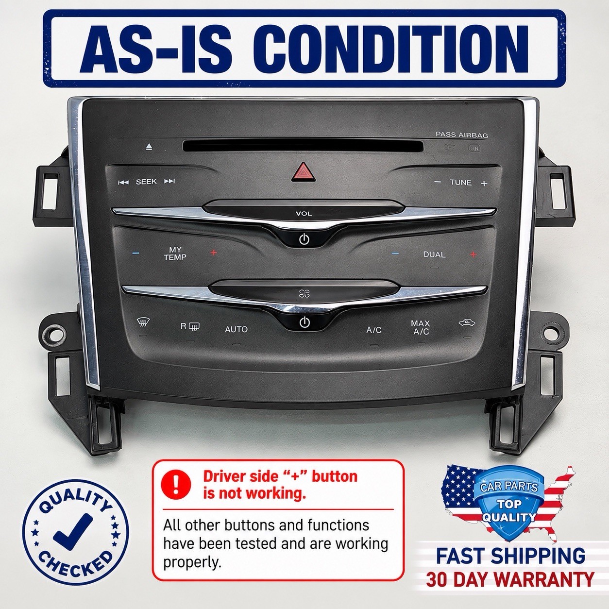 13-16 LINCOLN MKS RADIO FACE CONTROL DUAL ZONE AC TRIM BEZEL EA5T-18A802-AD OEM 13-16 LINCOLN MKS RADIO FACE CONTROL DUAL ZONE AC TRIM BEZEL EA5T-18A802-AD OEM