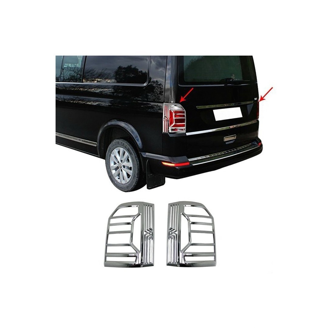 Chrome Tail Light Frame for VW T6 Transporter 2015-2023 – 2Pcs