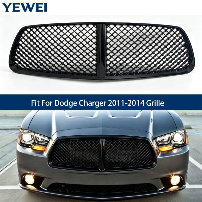 For 2011 2012 2013 2014 Dodge Charger Blk Luxury Badgeless Black Grill Grille