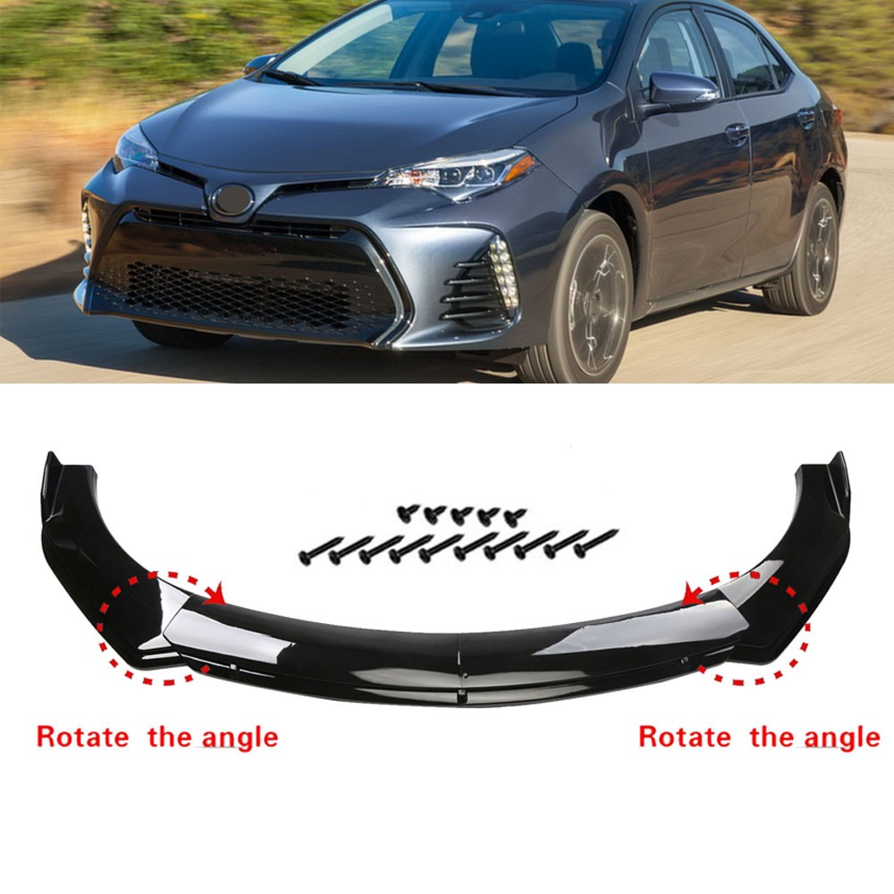 Front Bumper Lip Spoiler Splitter Glossy Black Body Kit For Honda Corolla