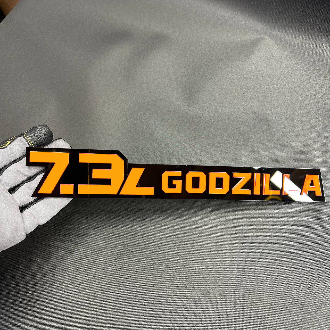 2X ORANGE 7.3L GODZILLA 3D Car Badge Fender Emblem Exterior - Car Badge Decal