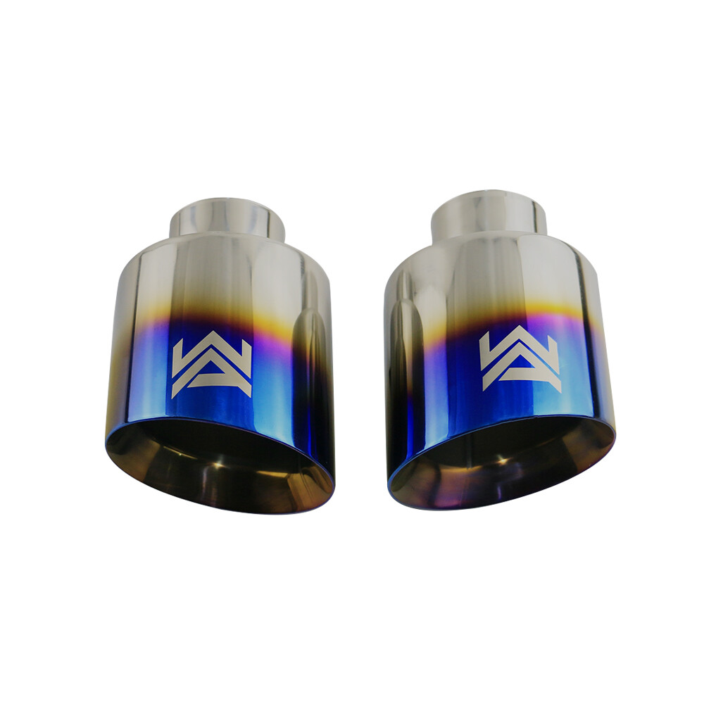 Pair Blue Universal 3'' inlet 5'' outlet Exhaust End Tips Muffler Tips New WA