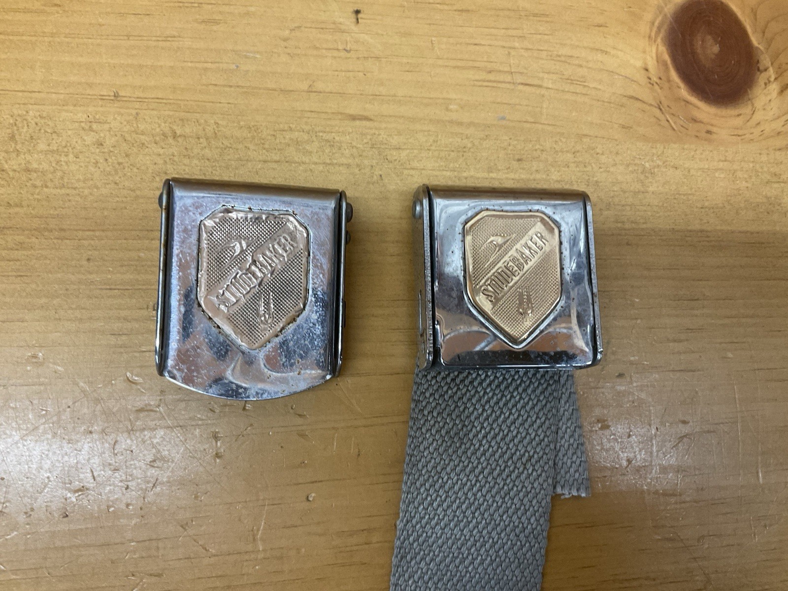 Lot of Two(2) Vintage Studebaker Seat Belt Buckles - Not Matching Pair - $12.00