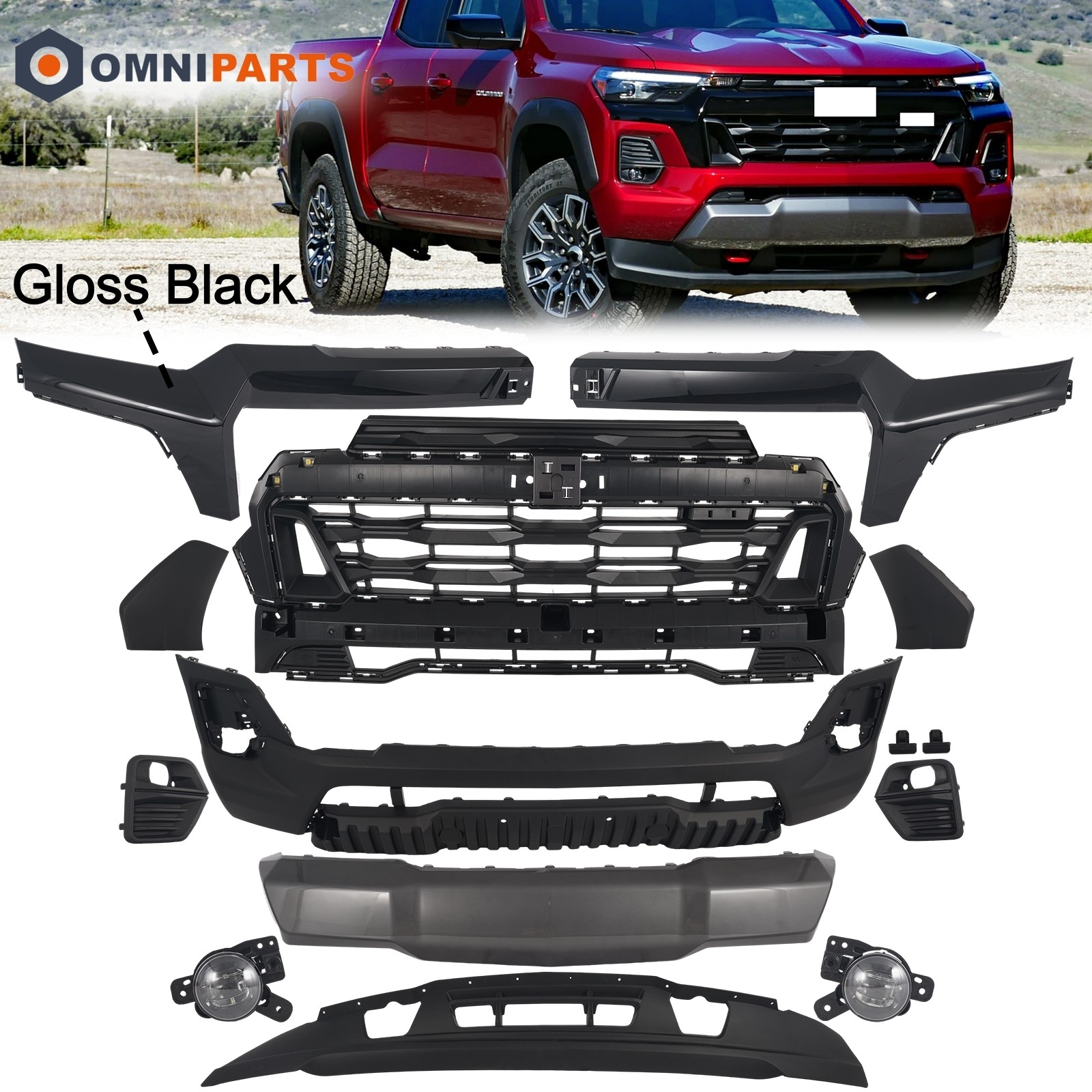 For 2023 2024 Chevrolet Colorado Front Bumper Assembly w/ Grille & Fog Lights For 2023 2024 Chevrolet Colorado Front Bumper Assembly w/ Grille & Fog Lights