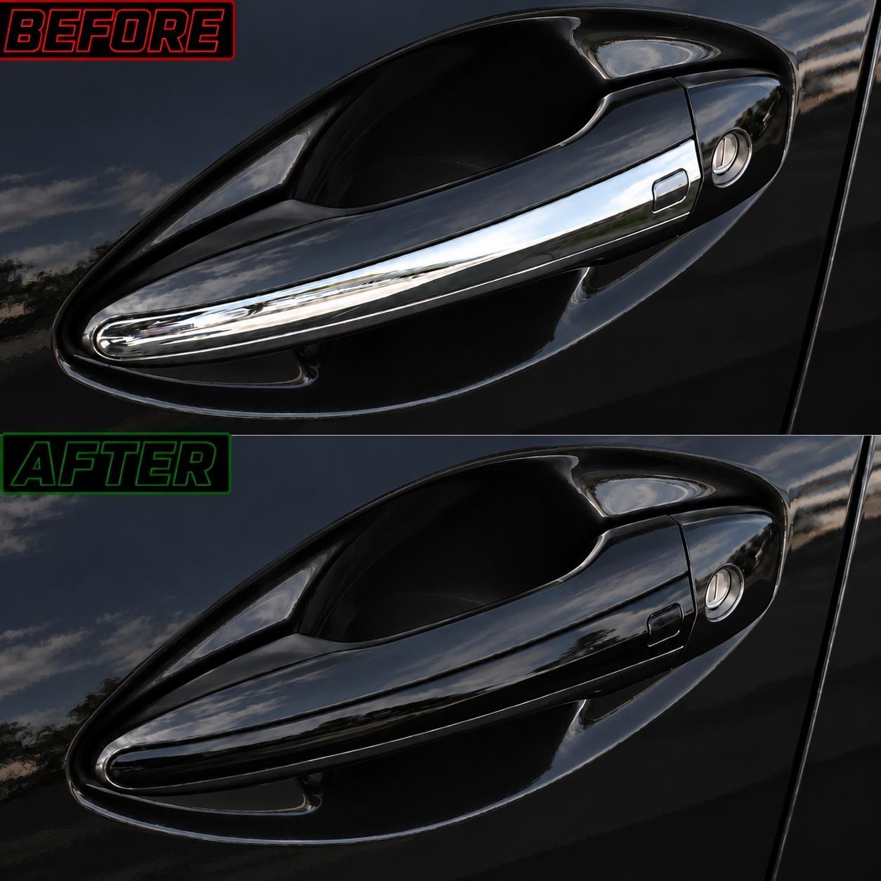 CHROME DELETE BLACKOUT OVERLAY FOR 2014-2024 INFINITI Q50 Q50 S DOOR HANDLE TRIM