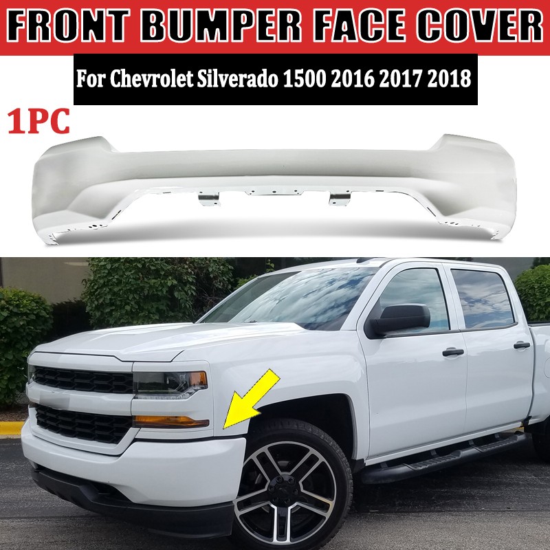 Summit White For Chevrolet Silverado 1500 2016-2018 Front Bumper Cover Face Bar