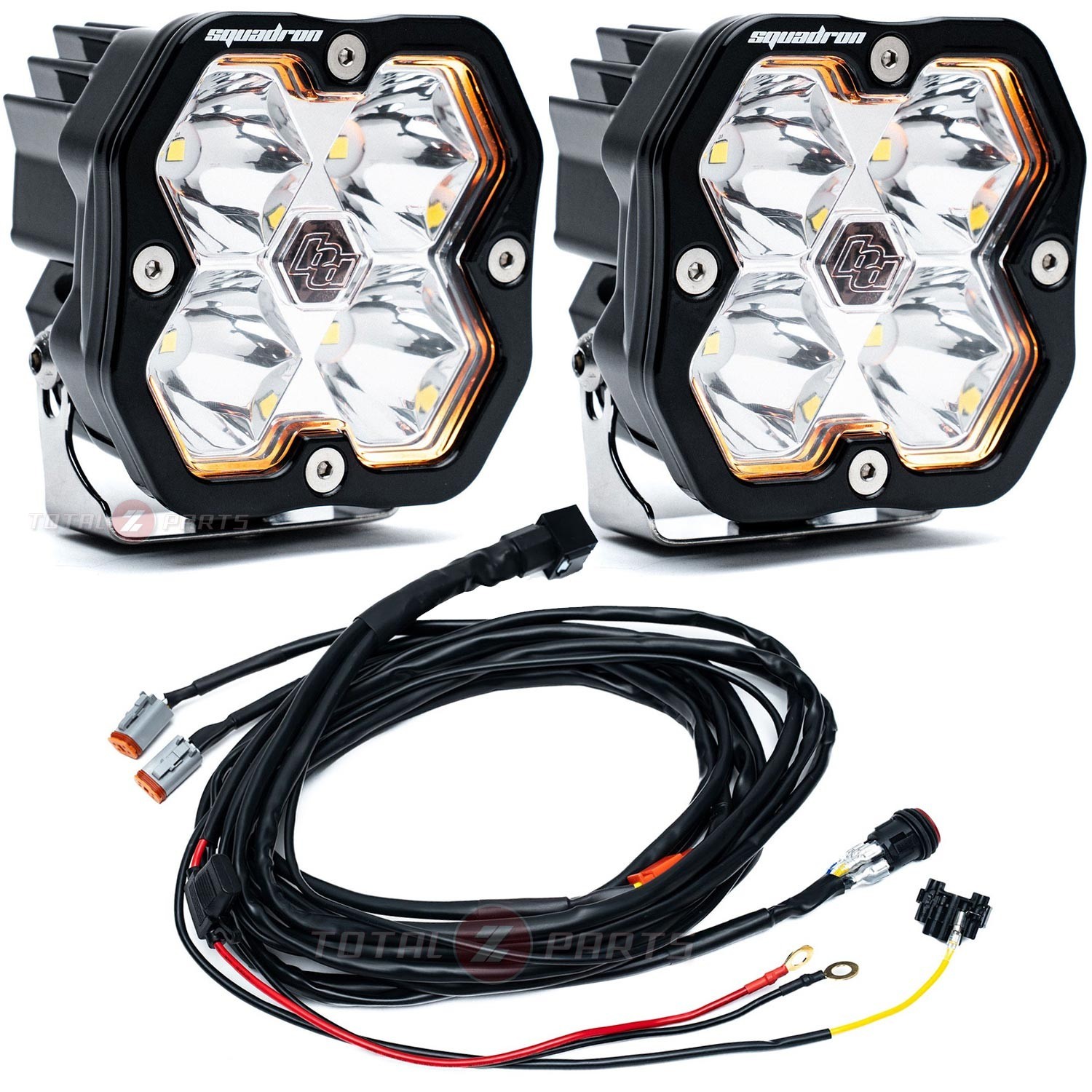 Baja Designs® Squadron 2.0 Sport LED Pair Clear (Spot) Lights, Brackets, Wiring