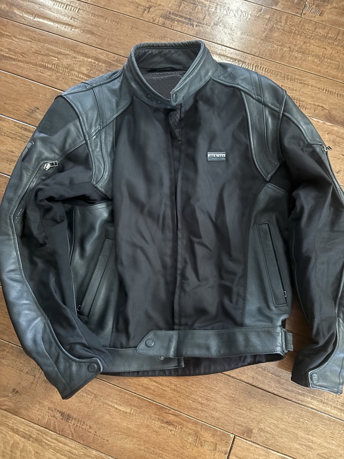 Rev\'It Leather Motorcycle Jacket Black Padded Riding Armor Rev It Men\'s Sz 52 Rev\'It Leather Motorcycle Jacket Black Padded Riding Armor Rev It Men\'s Sz 52