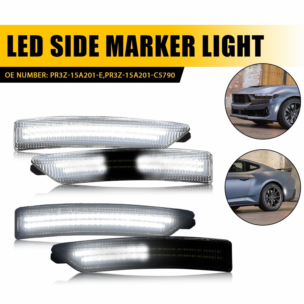 4Pcs Performance Smoked LED Side Markers Fit 2024 onwards Ford Mustang Gen7 S650