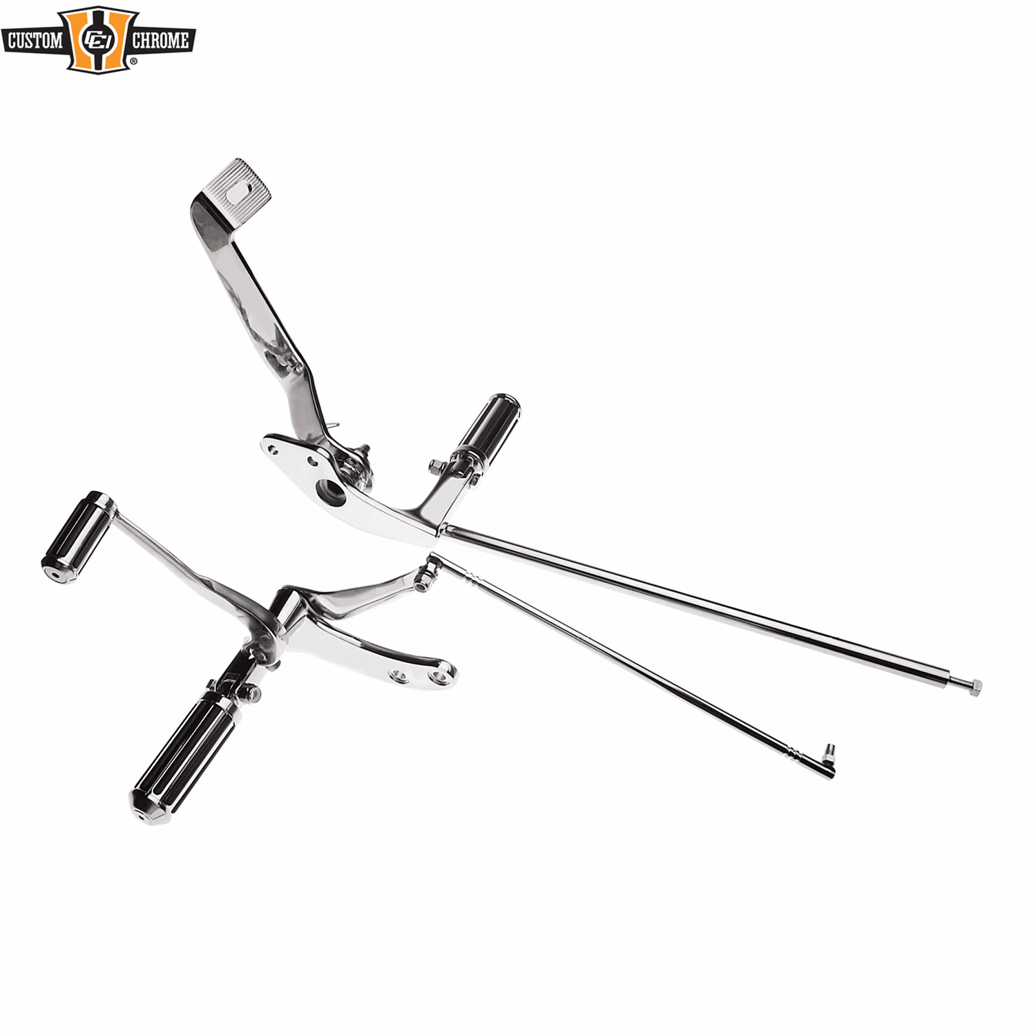 Chrome Forward Control Ribbed Pegs Mount Kit Fit For Harley Dyna Glide 1991-14