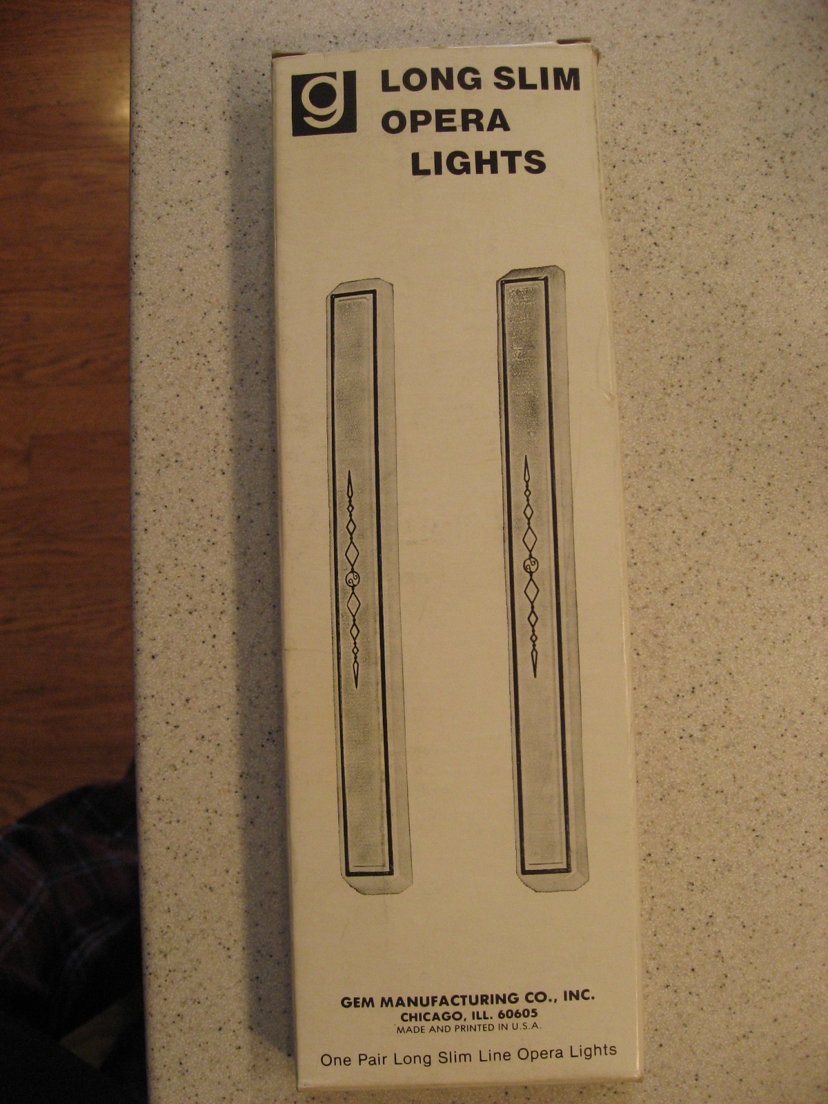 Gem Manufacturing Pair of Long Slim Line Opera Lights - Chrome with Scroll 1077