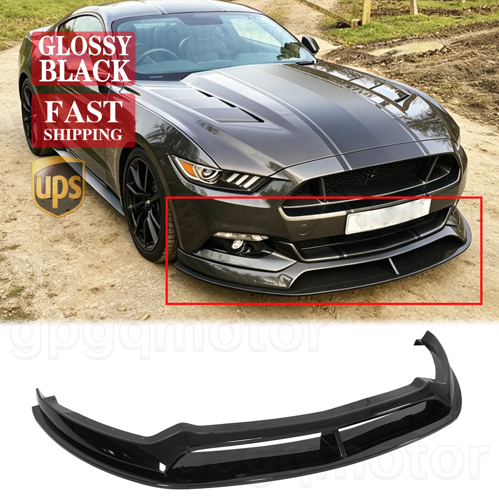 For Ford Mustang 2015-2017 AC Style Gloss Black Replacement Front Bumper Lip Kit For Ford Mustang 2015-2017 AC Style Gloss Black Replacement Front Bumper Lip Kit
