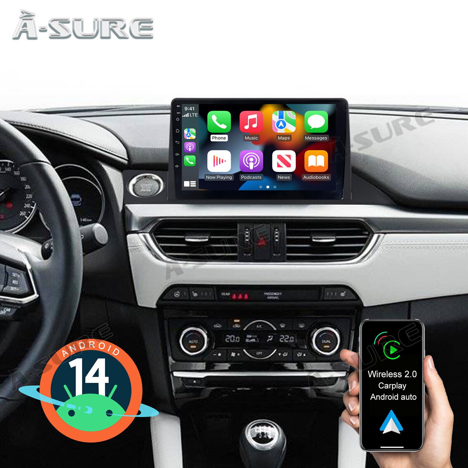 9'' 64GB Android 14 Car Stereo Radio For Mazda 6 2016-2017 WIFI CarPlay GPS Navi 9'' 64GB Android 14 Car Stereo Radio For Mazda 6 2016-2017 WIFI CarPlay GPS Navi