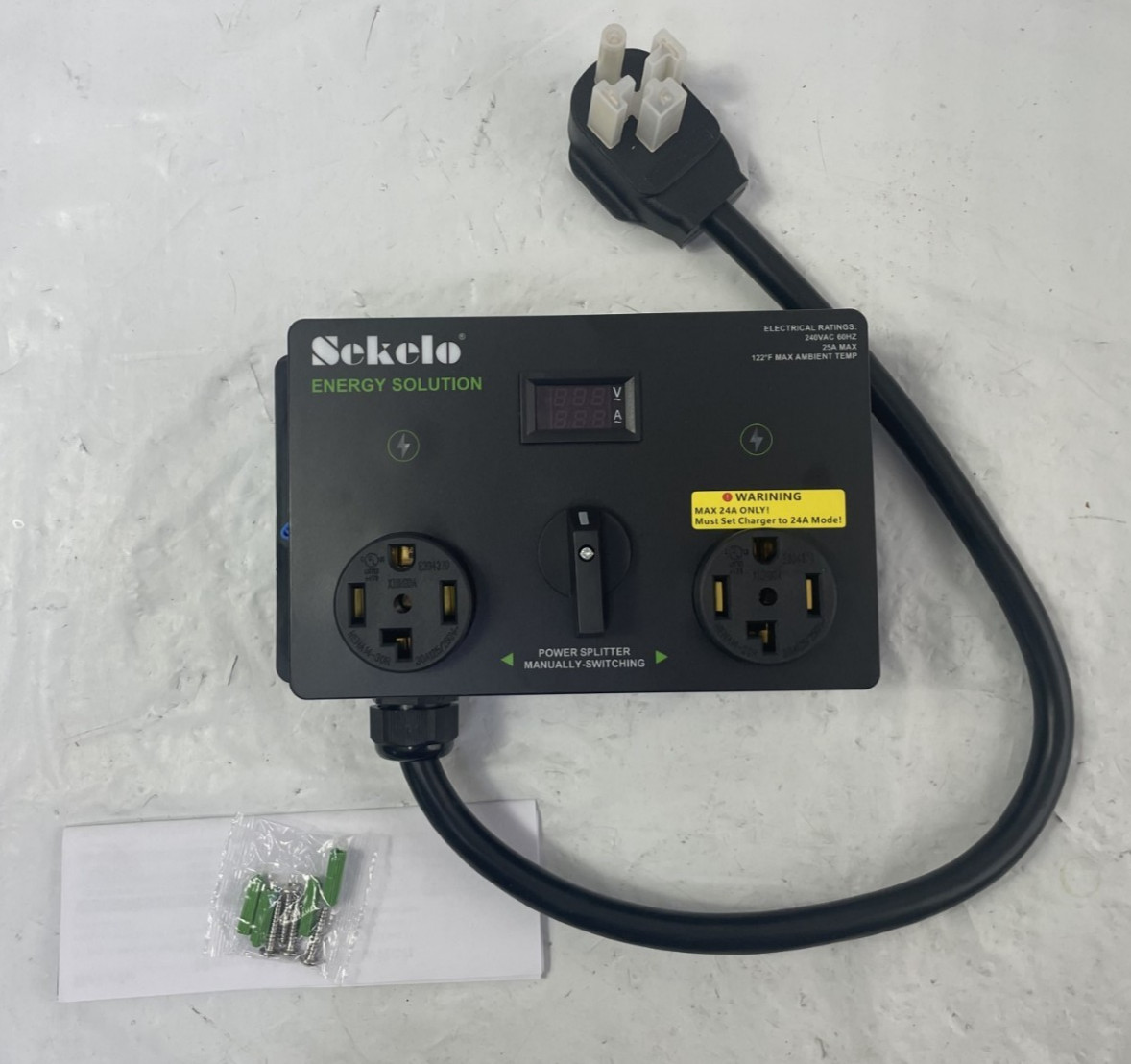 Sekelo EV Dryer Splitter Switch NEMA 14-30P to 14-30R 14-50R 240V 24A Sekelo EV Dryer Splitter Switch NEMA 14-30P to 14-30R 14-50R 240V 24A