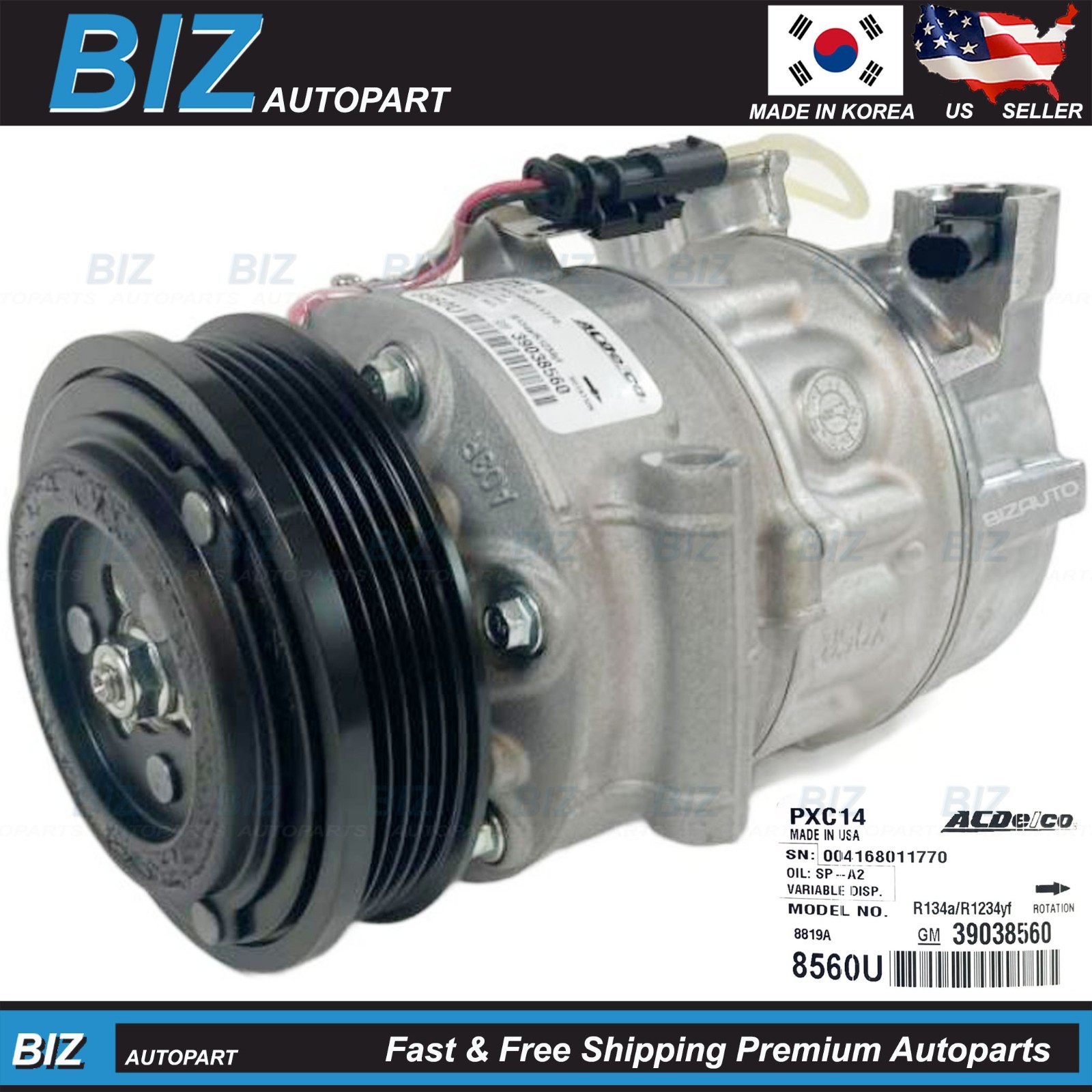 OEM  A/C COMPRESSOR for 2017-2018 CHEVY CRUZE 1.4L TURBO # 39038560