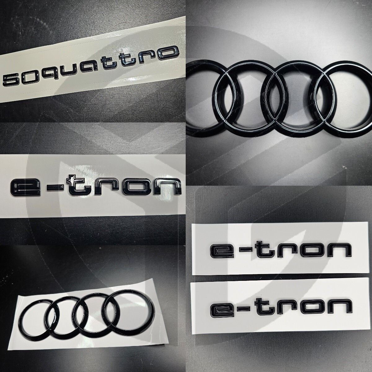 NEW Audi E-Tron 2019+ 50 QUATTRO/E-TRON Gloss Black Badges GRILLE/BOOT/FENDER