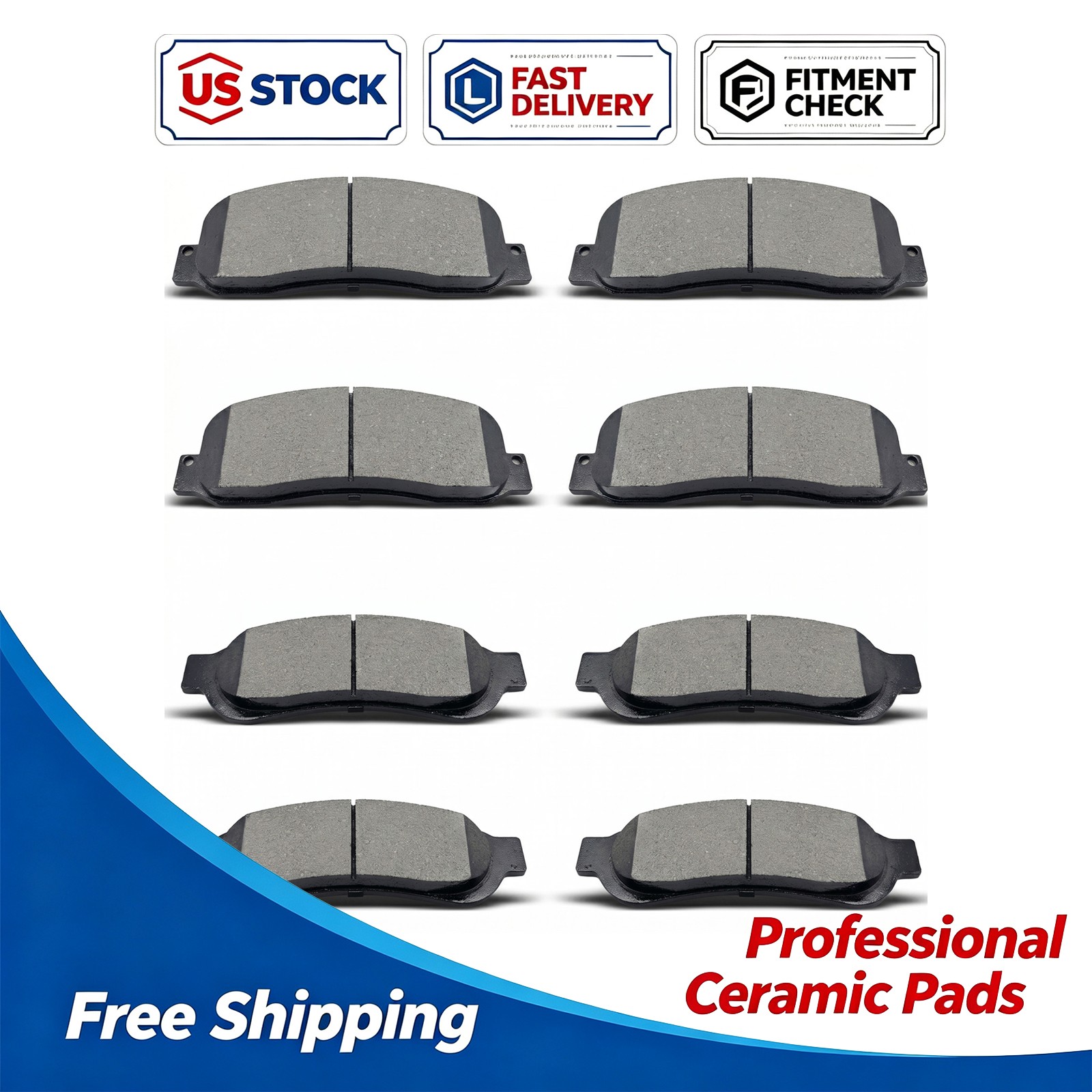 Front Rear Ceramic Brake Pad For 2009 2010 2011 2012 Ford F-250 F-350 Super Duty