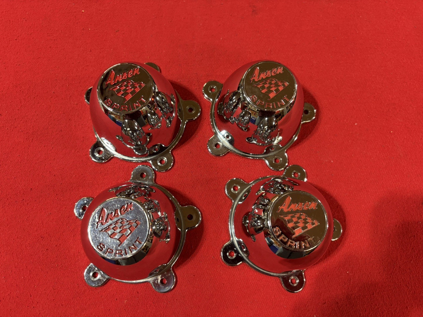 Vintage Early Set Of (4) Ansen Sprint Center Caps Early Molded 5 Ear Gasser Day2 Vintage Early Set Of (4) Ansen Sprint Center Caps Early Molded 5 Ear Gasser Day2