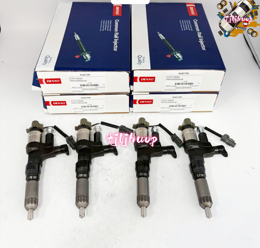 4Pcs DENSO 095000-6593 Fuel Injector For Denso Hino J08E Kobelco SK330-8 SK350