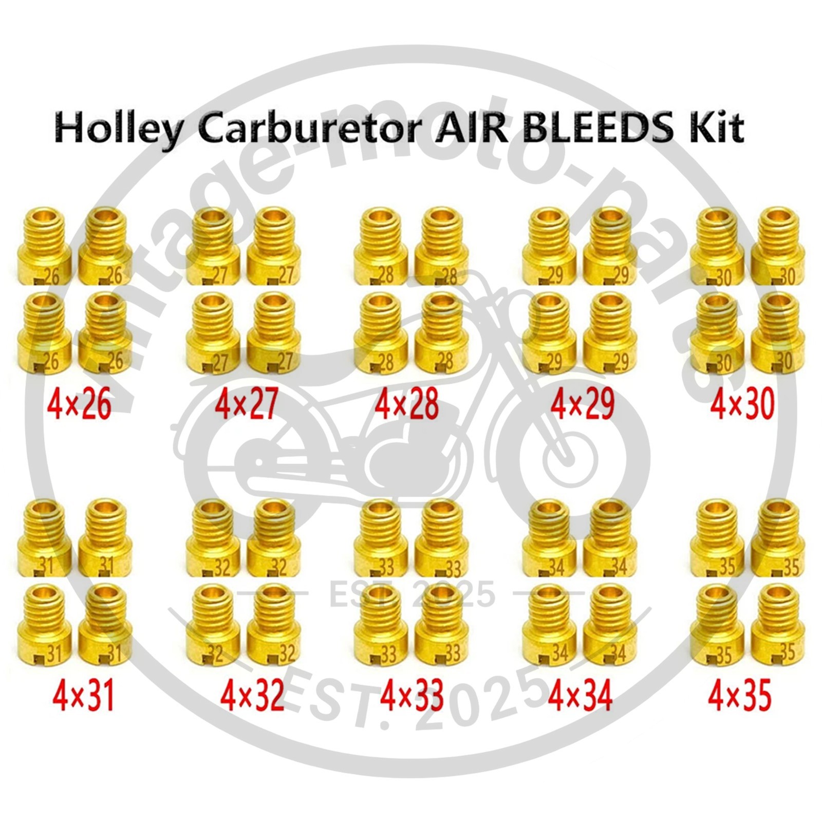40 PACK For Holley Carburetor AIR BLEEDS Assortment Kit .026 in.-.035 in. -US
