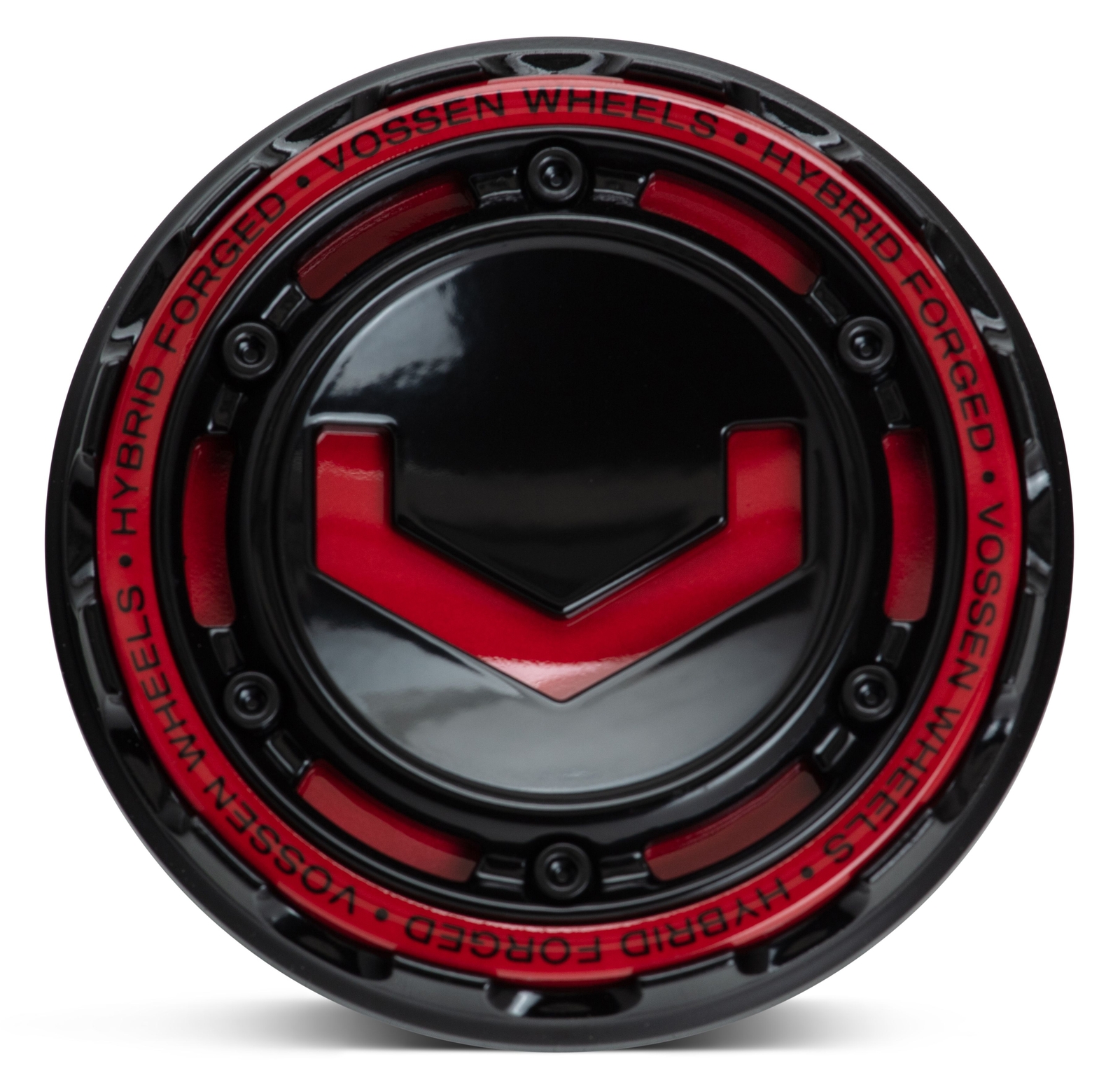 Vossen Modular Billet Center Cap Gloss Black/Red Insert HF6 VFS CVT CV3R Qty 4
