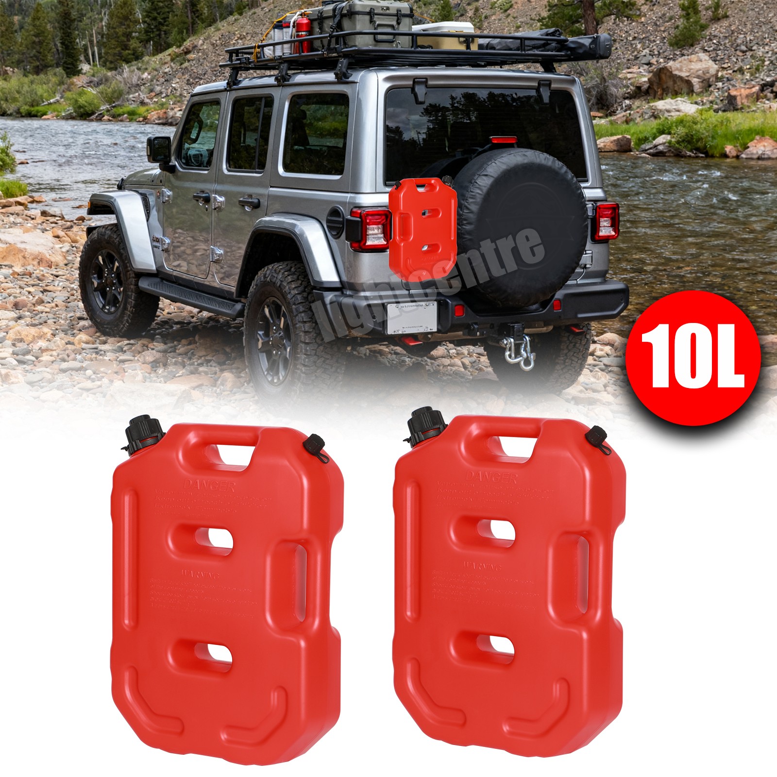 2x 2.6Gallon 10L Fuel Can Emergency Backup Gas Tank for ATV UTV Offroad 4WD 2x 2.6Gallon 10L Fuel Can Emergency Backup Gas Tank for ATV UTV Offroad 4WD