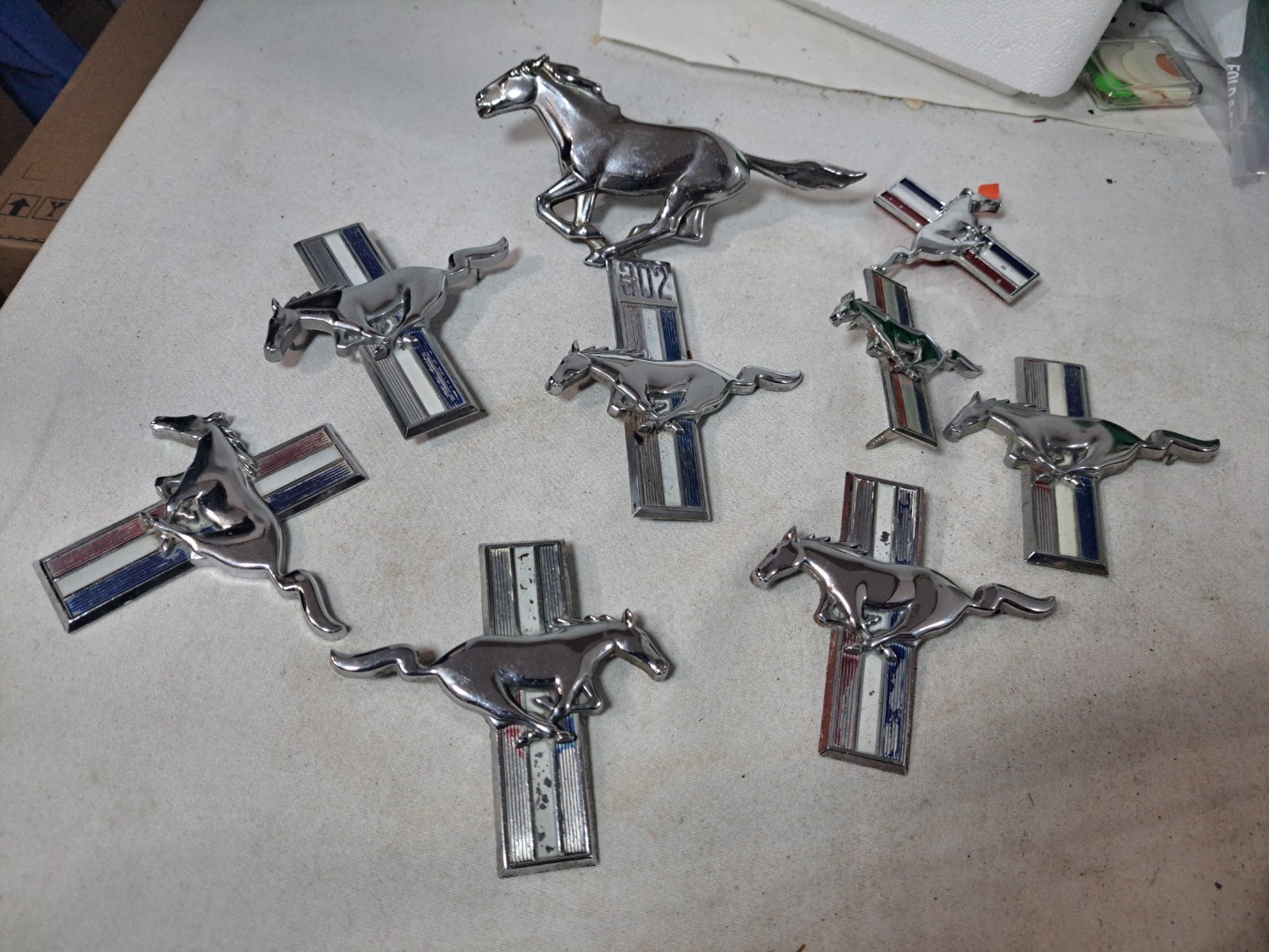 Ford Mustang Emblems- Lot Of 9, NOS and used Ford Mustang Emblems- Lot Of 9, NOS and used