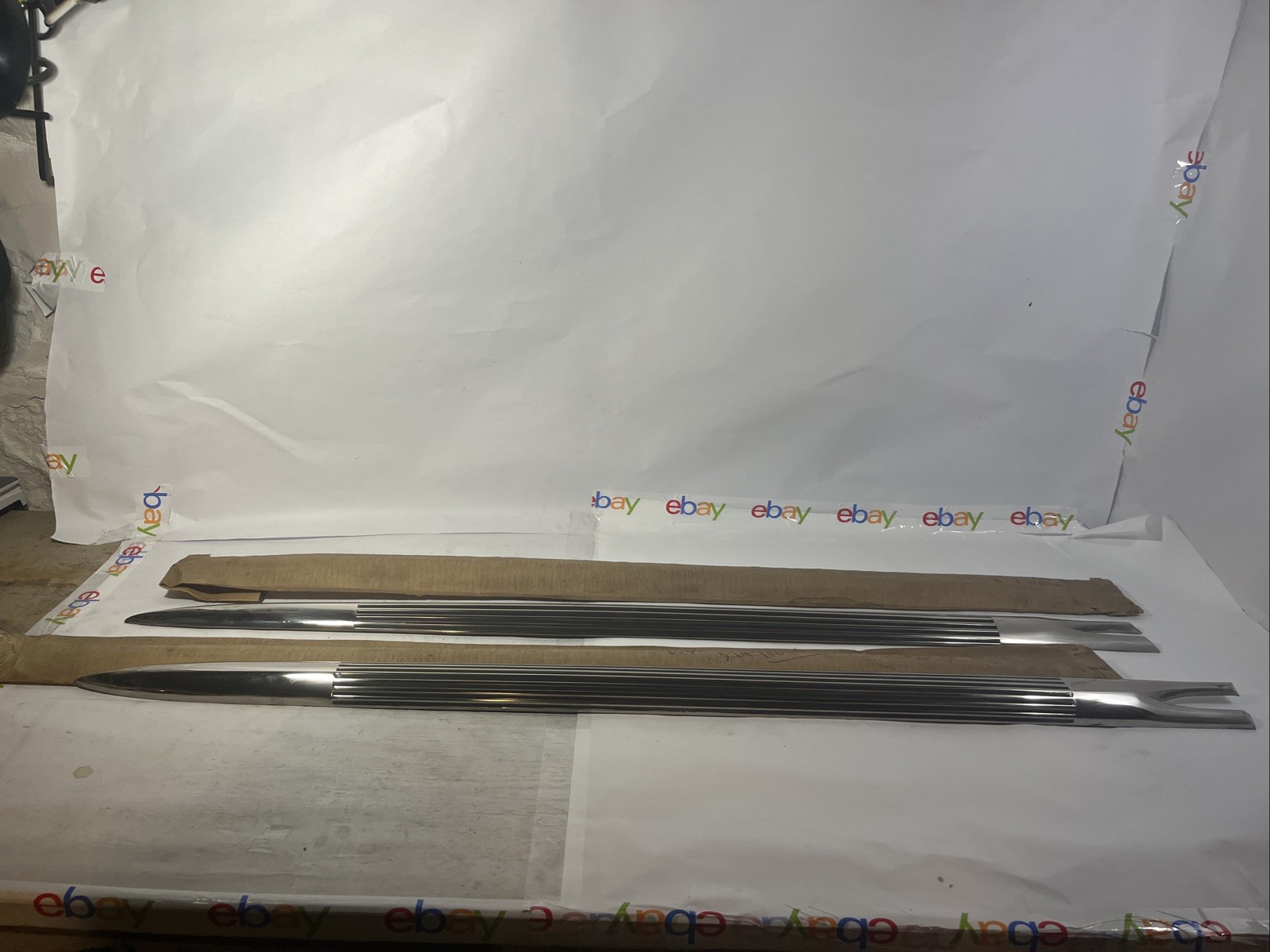 NOS 1958 Chevrolet Impala Fender Spears Chrome Molding Trim OEM Pair NOS 1958 Chevrolet Impala Fender Spears Chrome Molding Trim OEM Pair