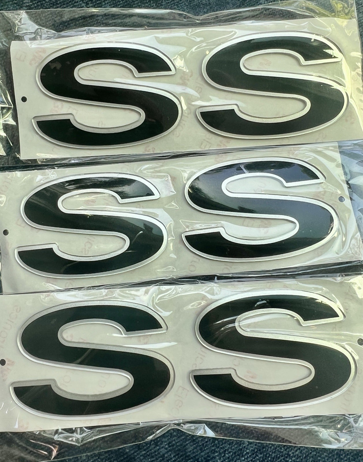 1996-2002 Camaro SS Fender/Grille Emblem, Black w/ Silver (set of 3)