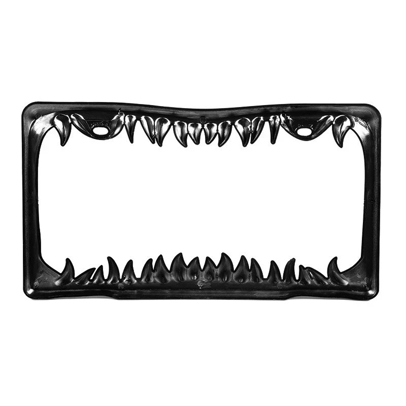 Universal 3D Sharp Tooth-Design Plastic Black License Plate Frame Cover Holder