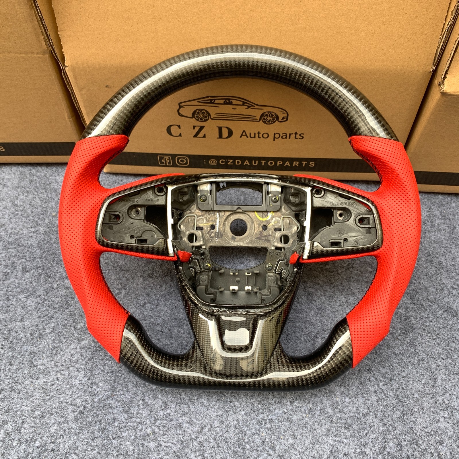 CZD Real Carbon Fiber Steering Wheel Fit Honda CRV 2017 2018 2019 2020 2021 2022