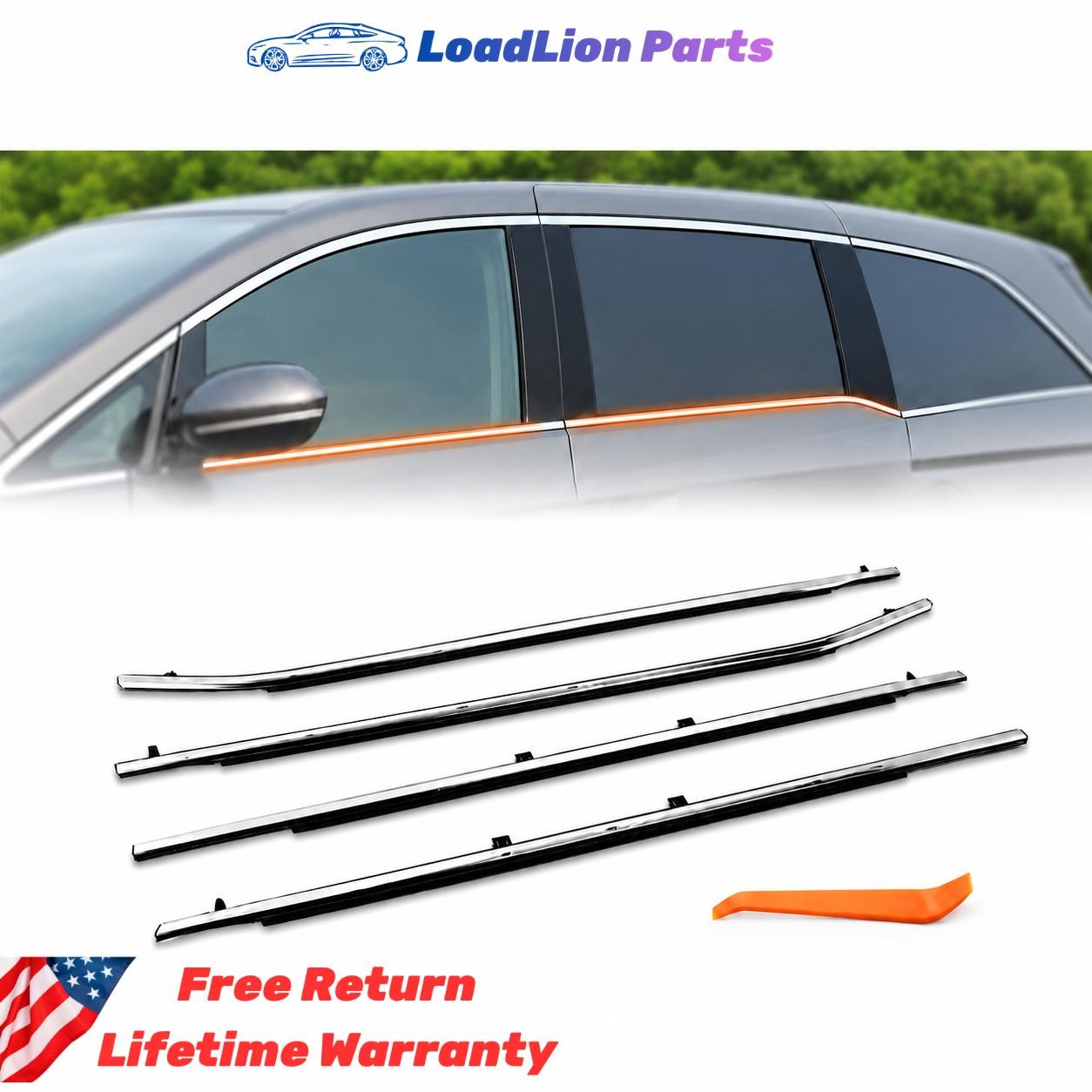 4PCS Window Belt Molding Weatherstrip Kit for 2011-2017 Honda Odyssey Sweep Trim