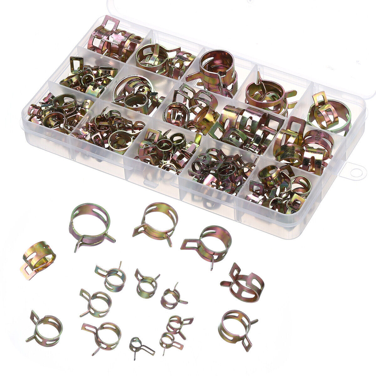 115pcs 6mm-22mm Spring Clips Fuel Vacuum Hose Pipe Clamps Assortment Kit 115pcs 6mm-22mm Spring Clips Fuel Vacuum Hose Pipe Clamps Assortment Kit