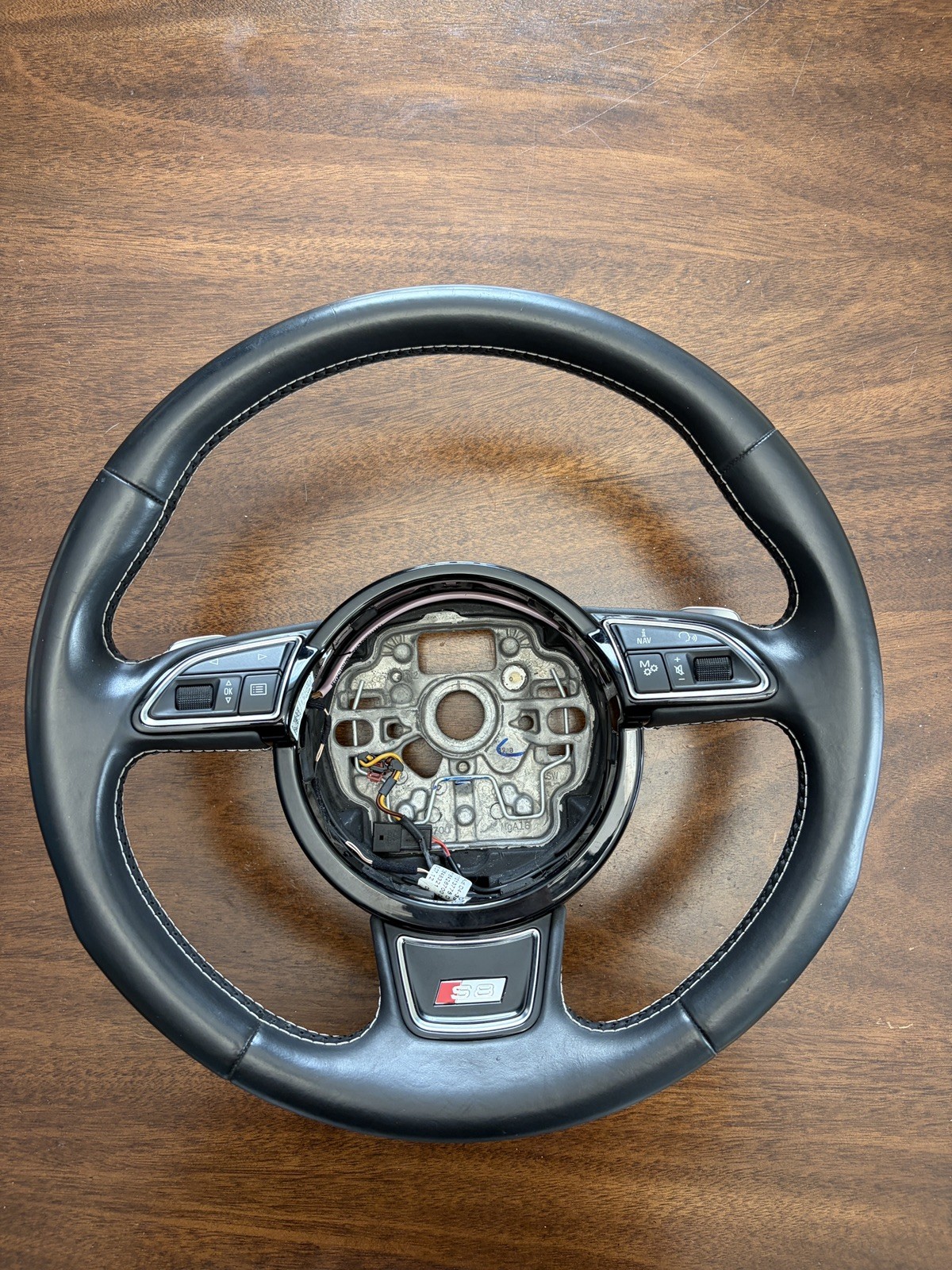 2013-18 Audi S8 A8 Sport Steering Wheel Black Leather 4H0419091K OEM HEATED 2013-18 Audi S8 A8 Sport Steering Wheel Black Leather 4H0419091K OEM HEATED