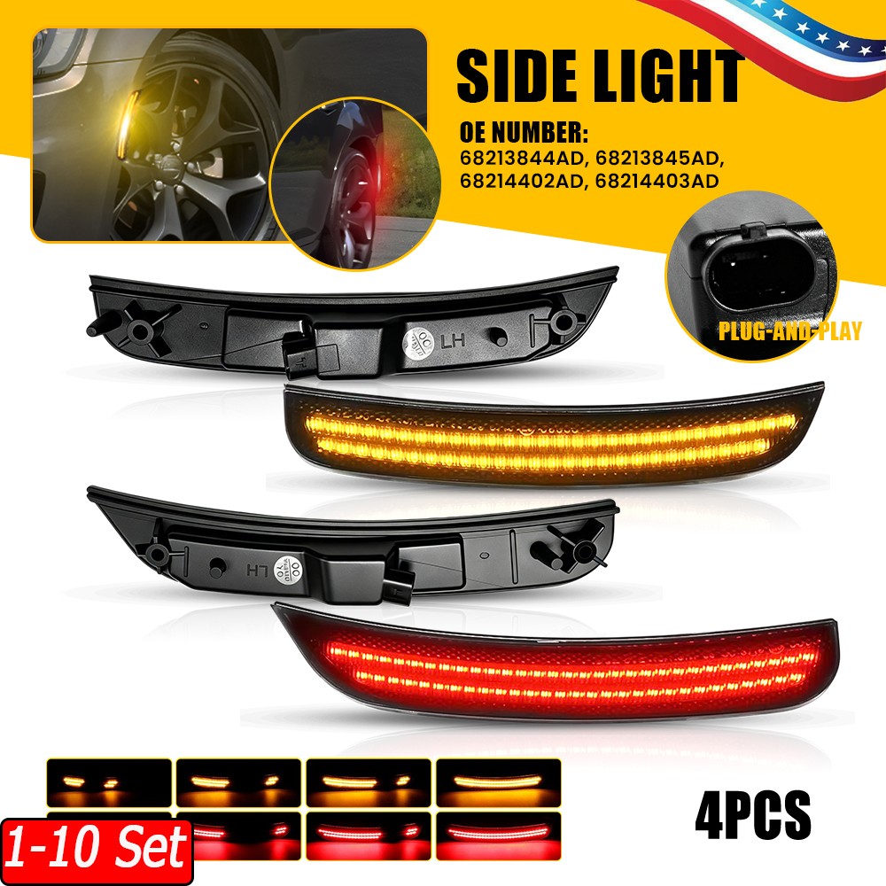 1-10x Original Scan Amber Red Side Marker Light Assembly For 15-23 Chrysler 300
