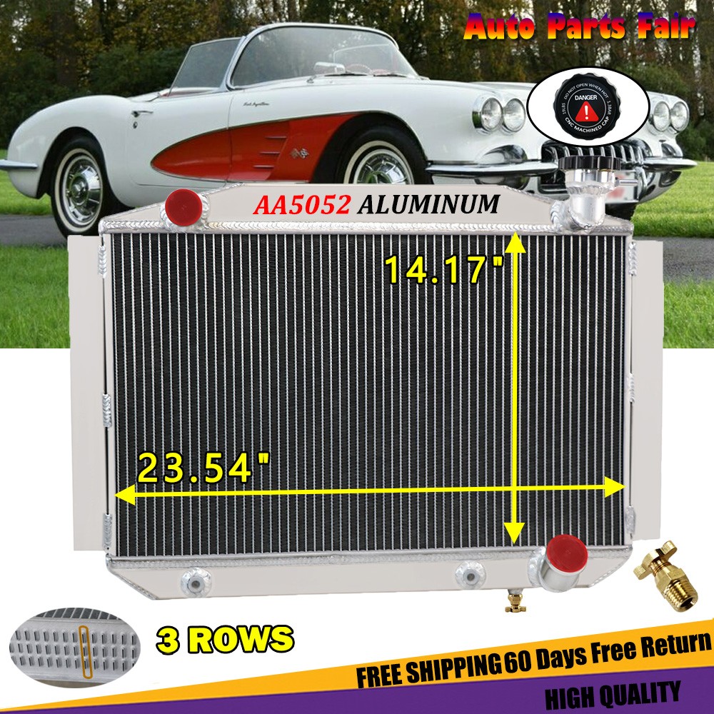 3-Row Aluminum Radiator for 1955-1960 1956 1959 Chevrolet Corvette C1 4.6L V8 AT