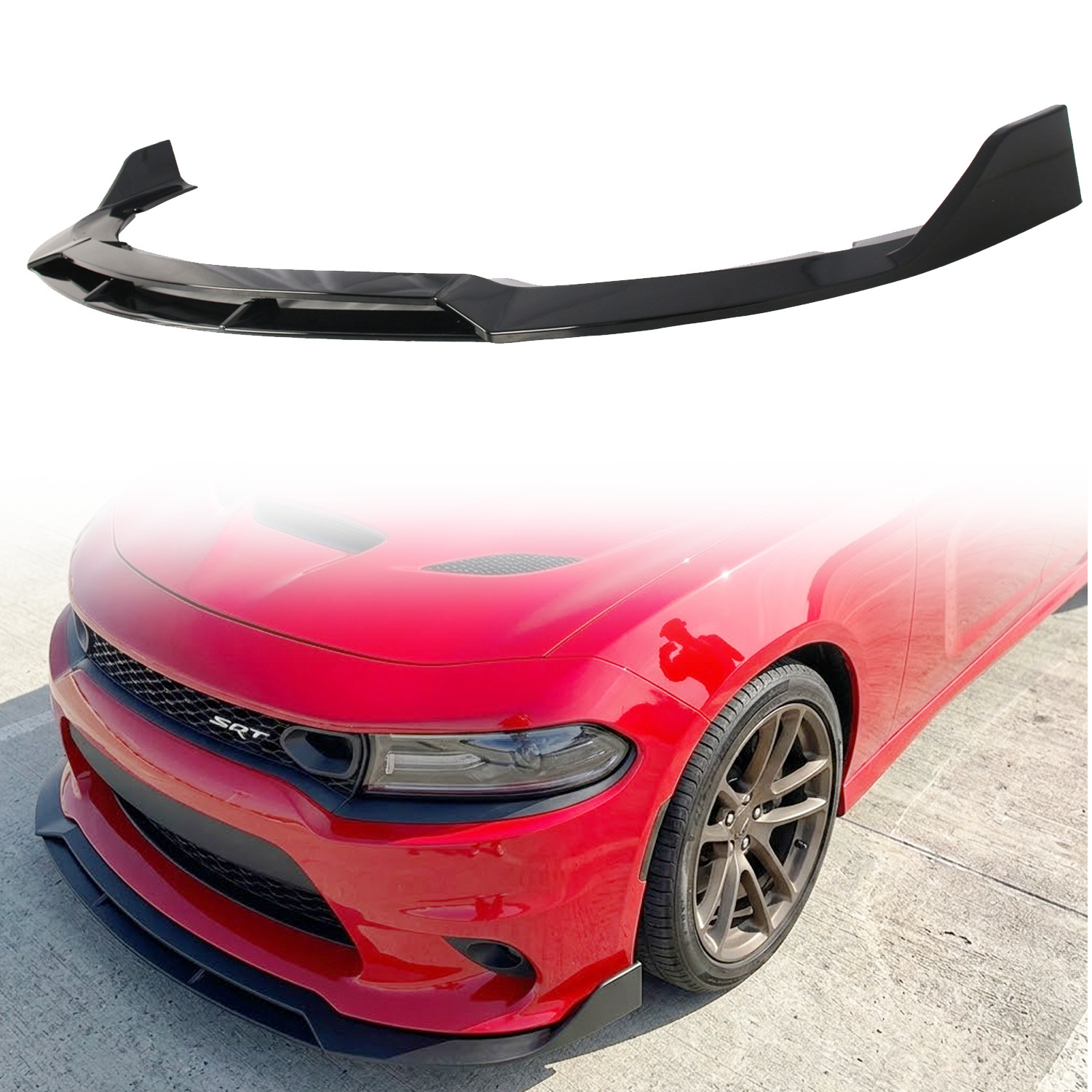 Front Bumper Lip Splitter V2 Style Gloss Black For 2015-2023 Dodge Charger SRT Front Bumper Lip Splitter V2 Style Gloss Black For 2015-2023 Dodge Charger SRT