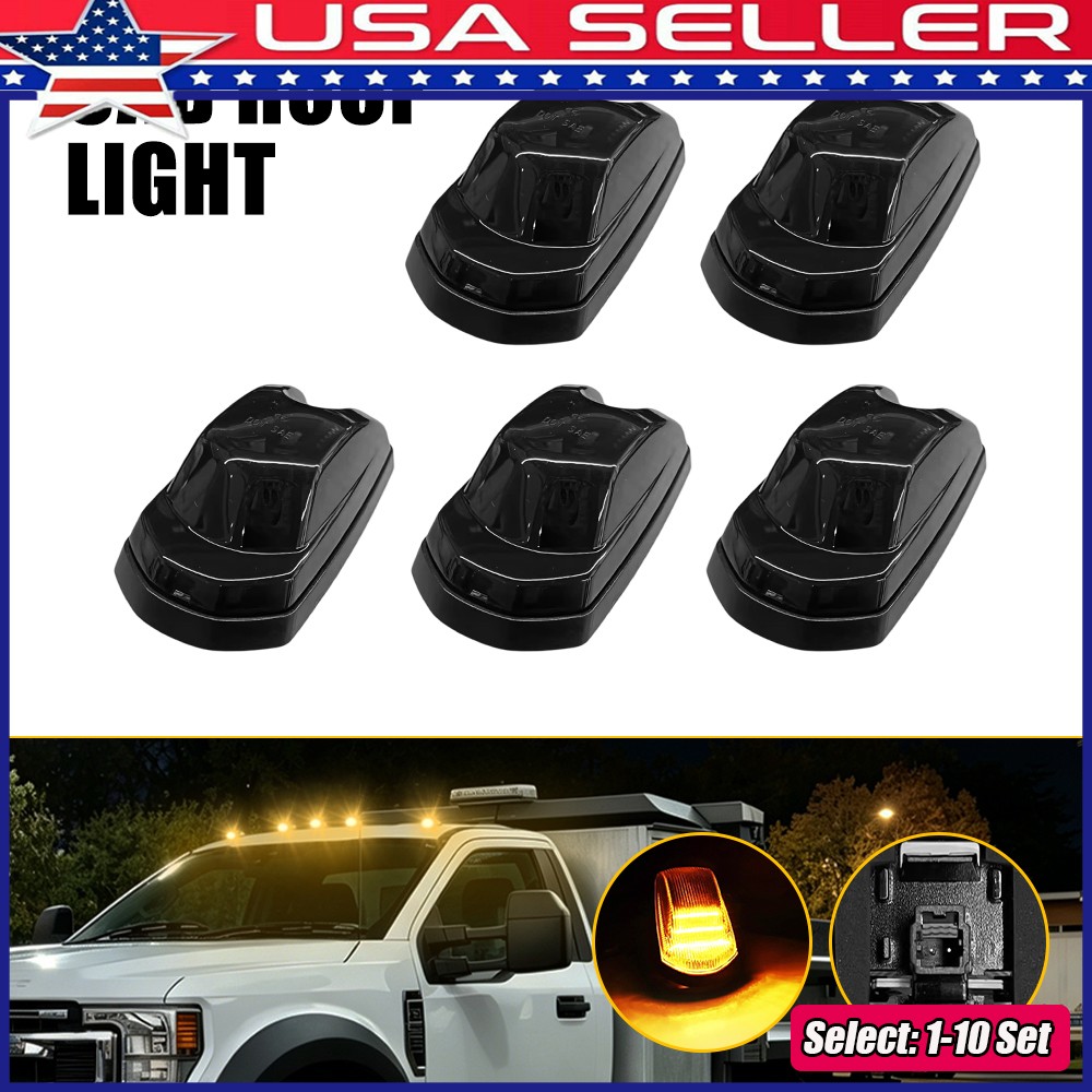 1-10x Amber LED Cab Marker Lights For 2017-2022 Ford F-450 Super Duty Smoke Lens