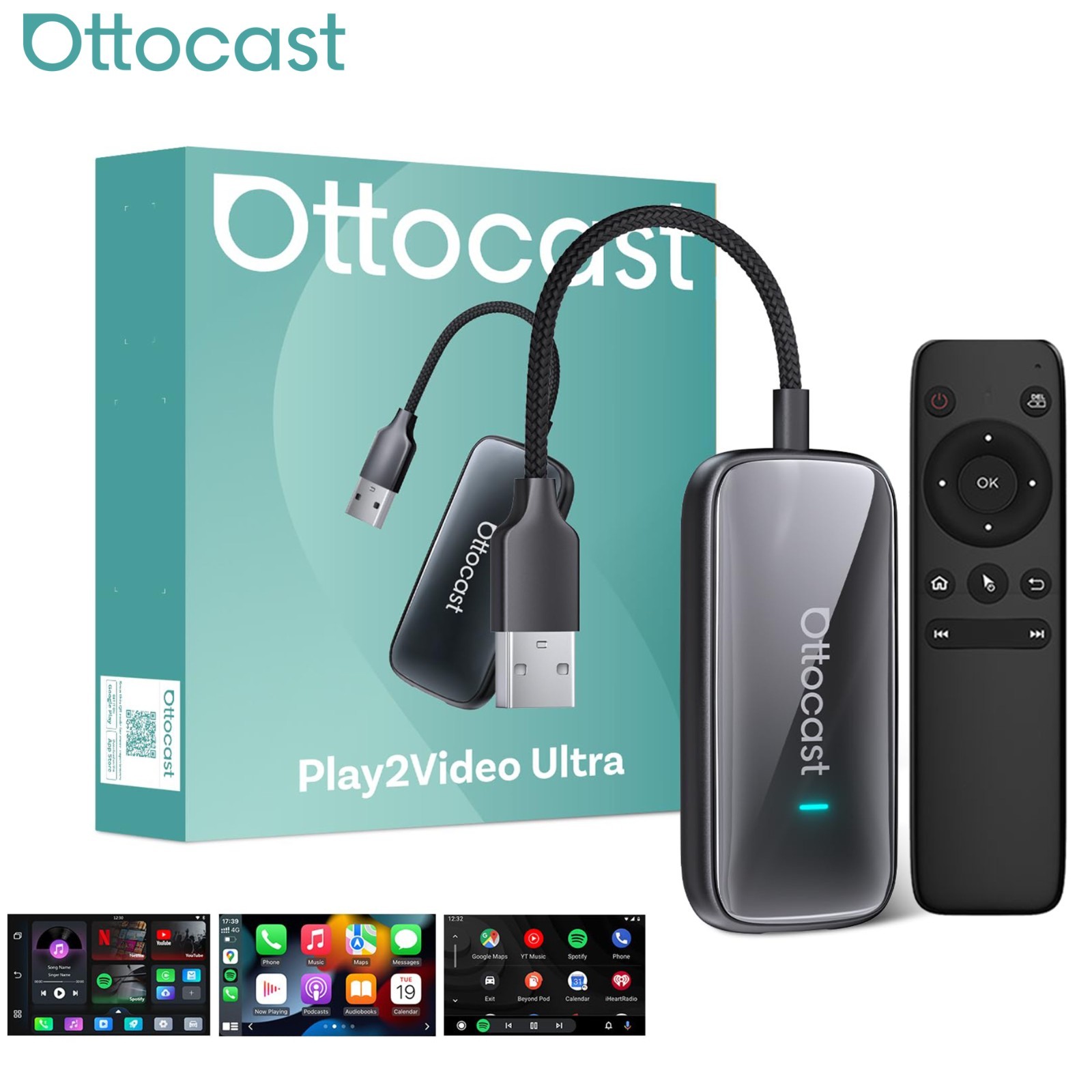 2026 Ottocast Play2Video Ultra  AIBOX Carplay&Android Auto Adapter w/Remoter