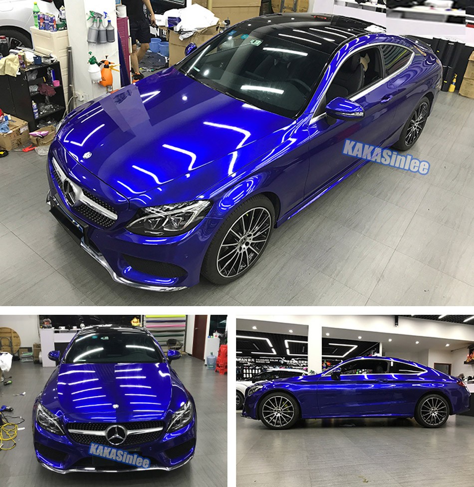 PET 56FT Full Roll Glossy Metallic Pearl Car SUV Vinyl Wrap Sticker Blueberry US