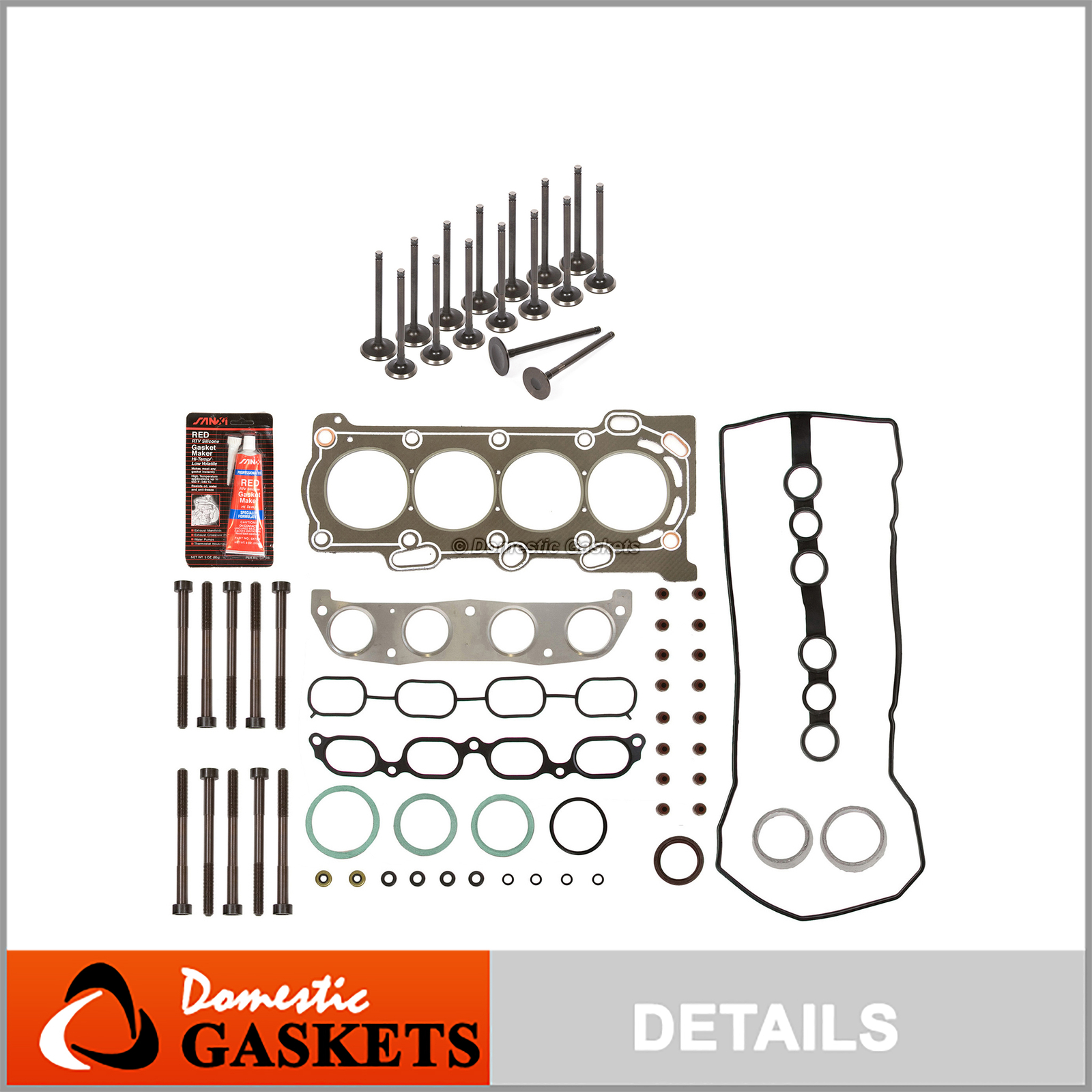 Head Gasket Set Intake Exhaust Valves Fit 00-08 Toyota Chevrolet Pontiac 1.8L