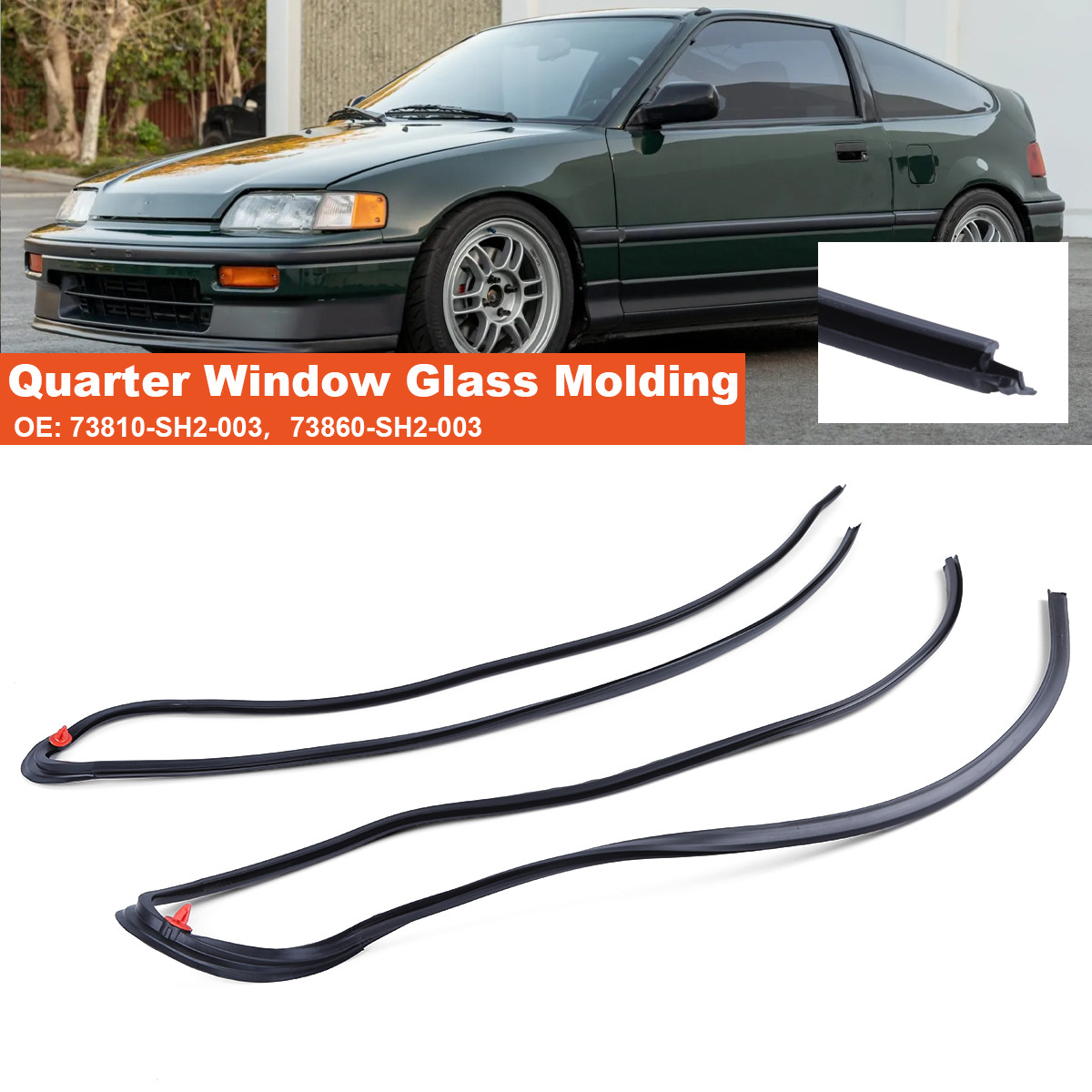2x Side Window Glass Trim Seal RH & LH Set For Honda CRX EF8 88-91 73810SH2003