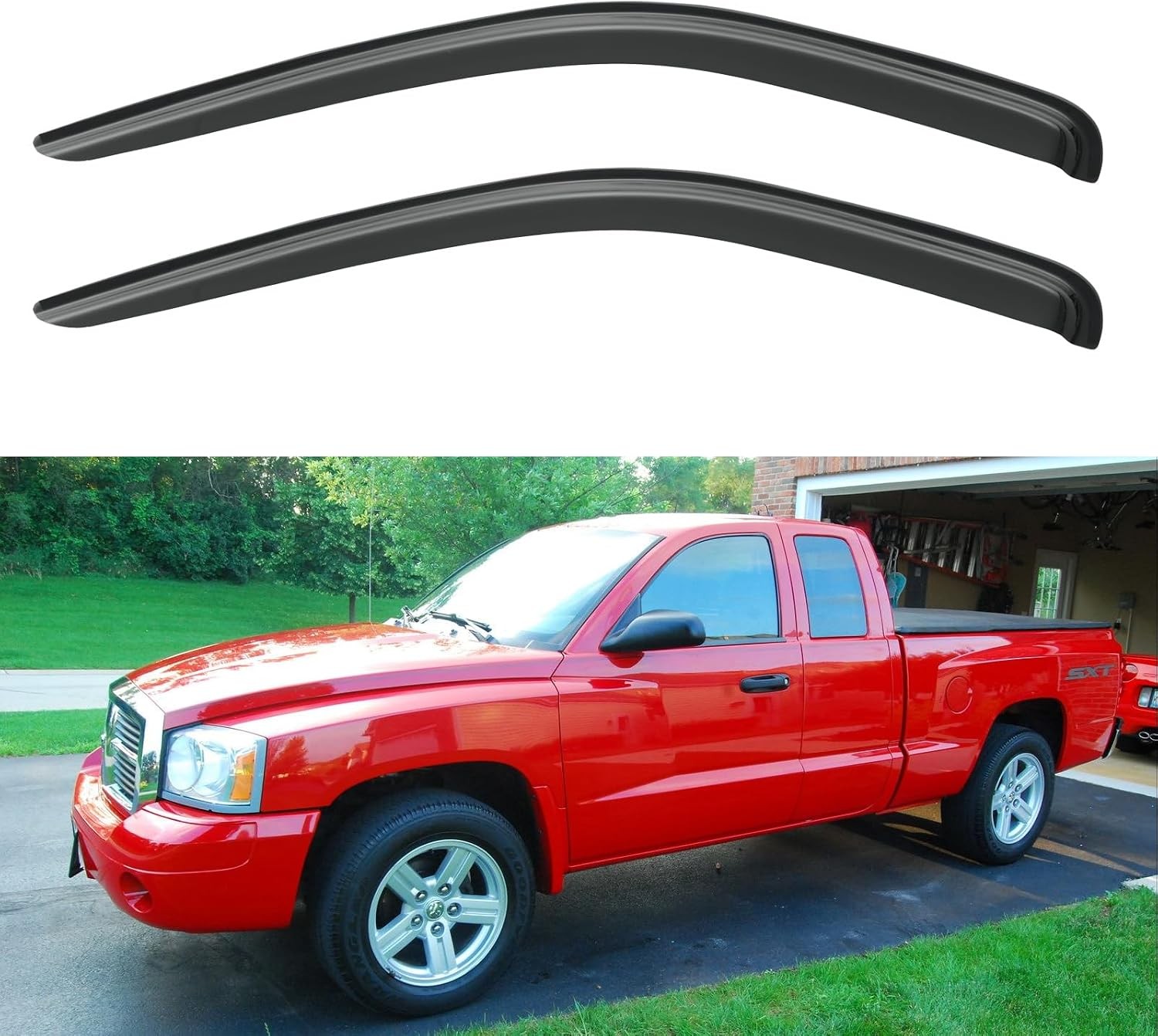 Window Visors 2005-2010 Dodge Dakota Extended/Club Cab, Dark Smoke Tinted Window Visors 2005-2010 Dodge Dakota Extended/Club Cab, Dark Smoke Tinted