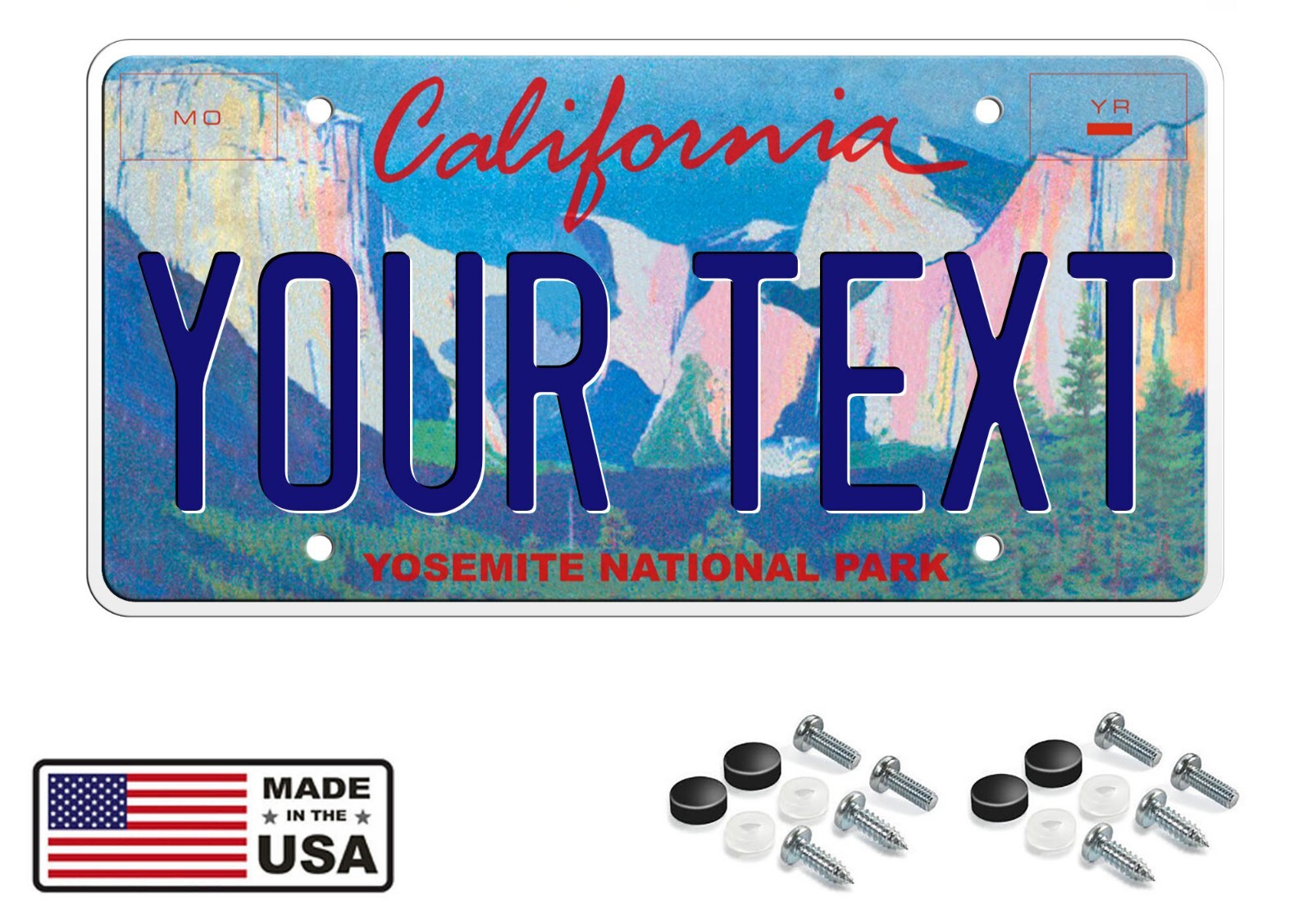 Custom CALIFORNIA YOSEMITE NATIONAL PARK FLAT Aluminum Novelty License Plate